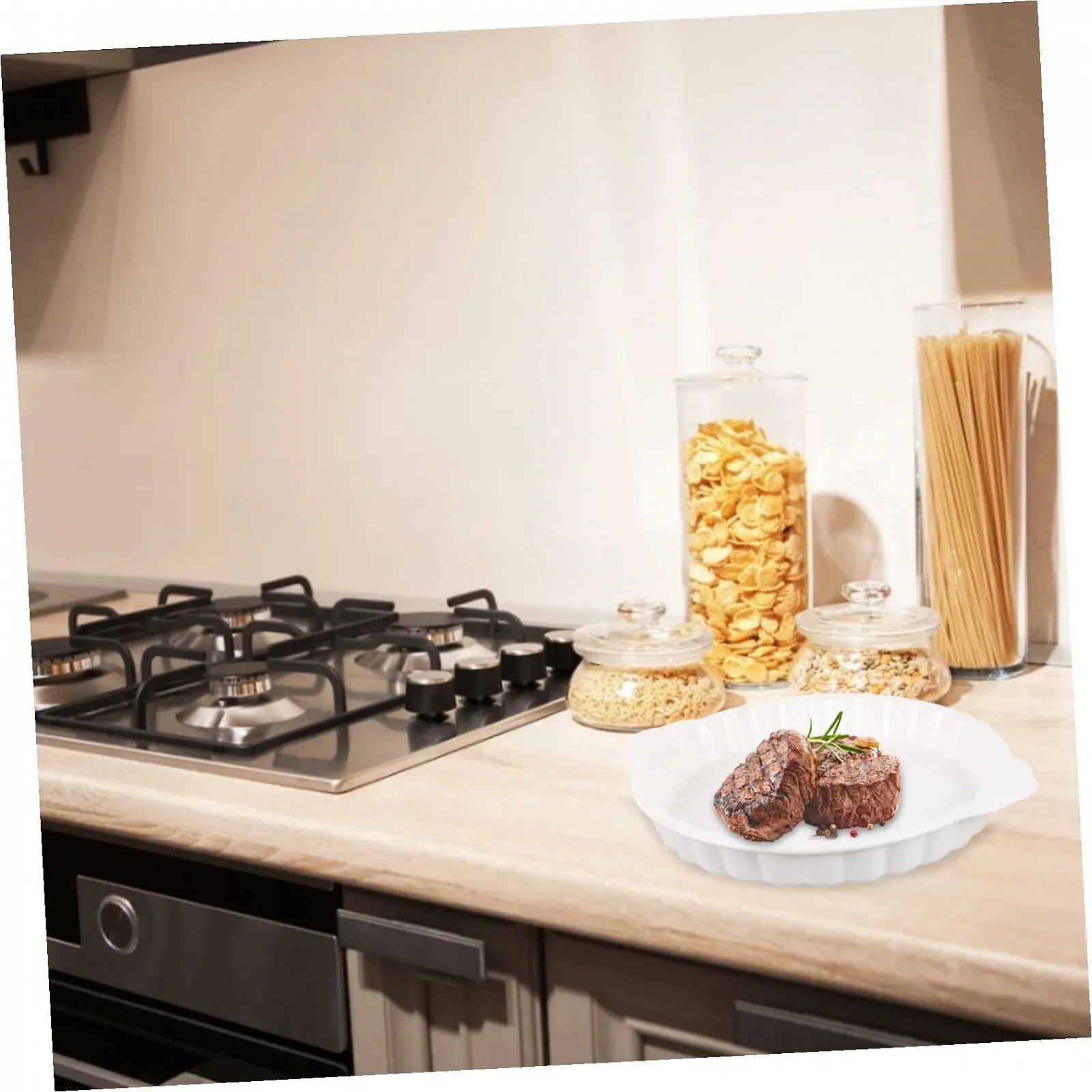 Форма для запекания керамическая круглая с ручками термостойкая белая, фото №5 Форма для запекания керамическая круглая с ручками термостойкая белая, фото №5