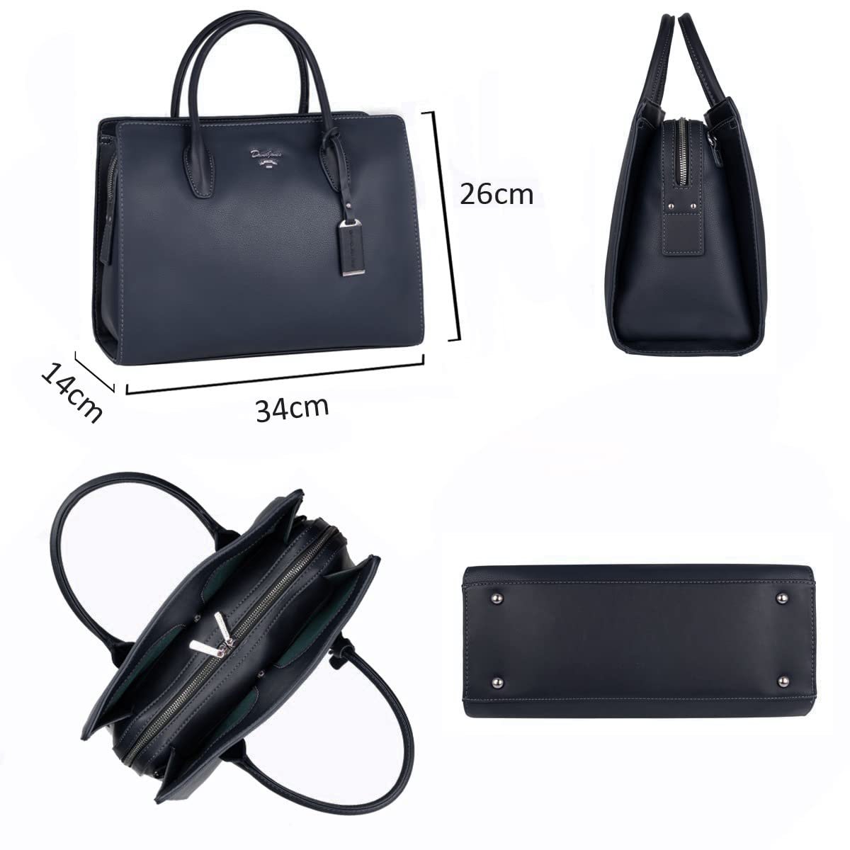 Сумка David Jones Большая, женская, тоут, шоппер из искусственной кожи, с ручками и множеством отделений, темно-синяя, фото №6