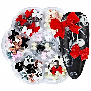 Накладні банти для дизайну нігтів Mix S02 Чарівний мікс накладних бантиків елегантний дизайн нігтів - Фото 1