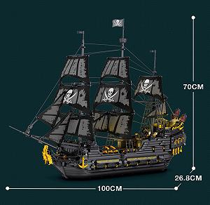 Корабель Auforua Pirate Ship Black Pearl з світлодіодною підсвіткою 4708 шт. чорно - Фото 1