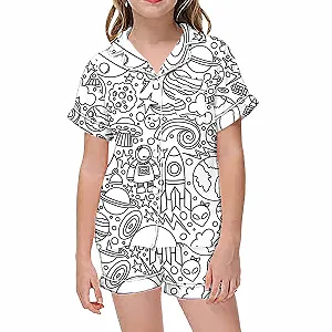 Дитяча піжама для розфарбовування з білим мультяшним принтом, зимовий комплект домашнього одягу - Фото 1