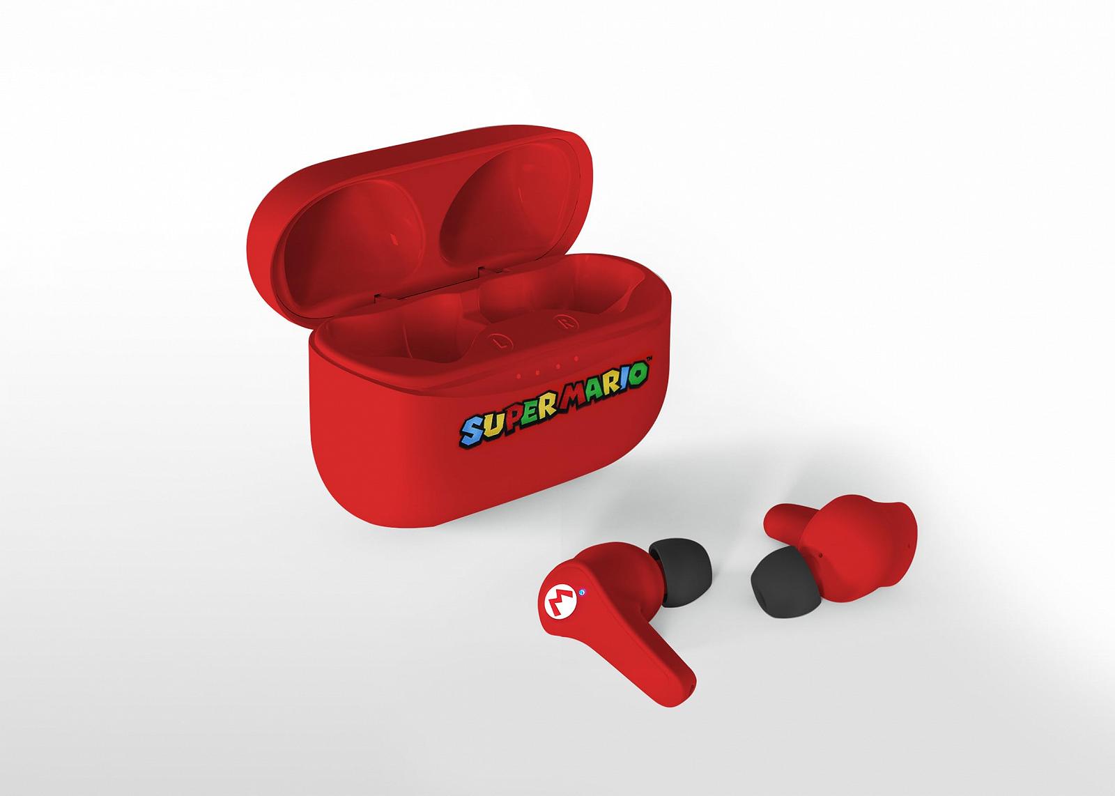 Наушники OTL Technologies Super Mario, беспроводные, Bluetooth V5.3, с зарядным футляром, Красные, фото №3