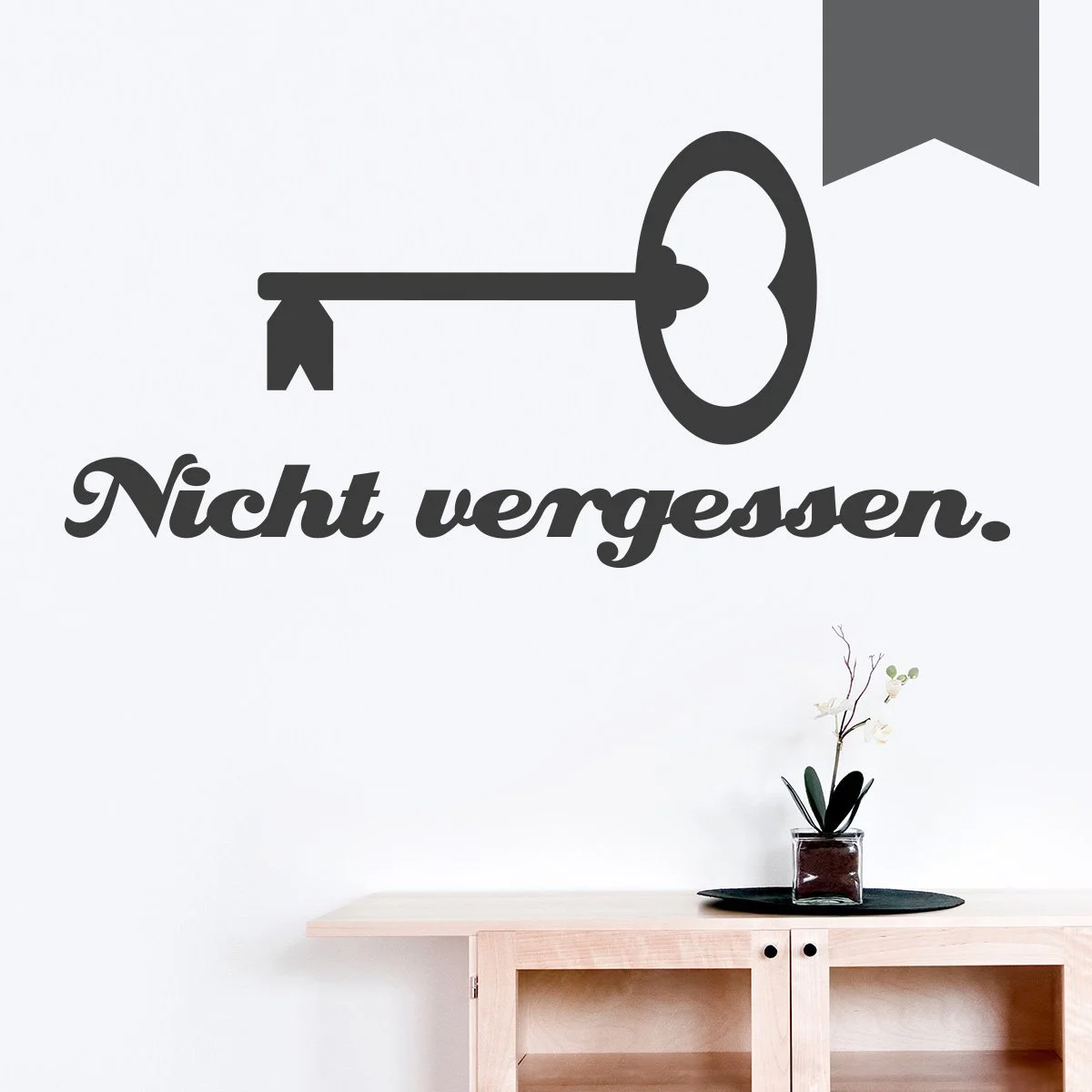 Наклейка на стену WANDKINGS "Не забудь ключи" 40 x 18 см Темно-серая, фото №1