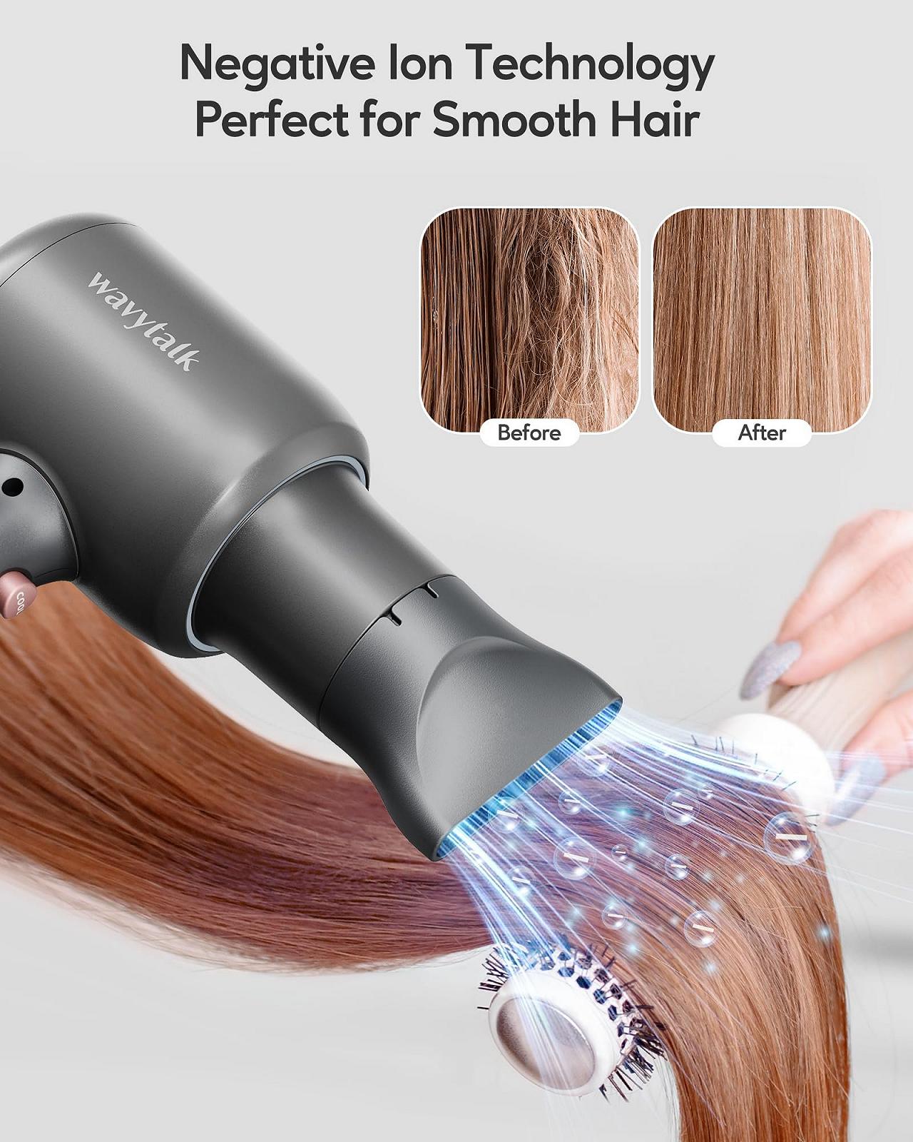 Фен Professional Wavytalk 2200 Вт с диффузором и концентратором, 3 температуры, 2 скорости, серый, фото №3