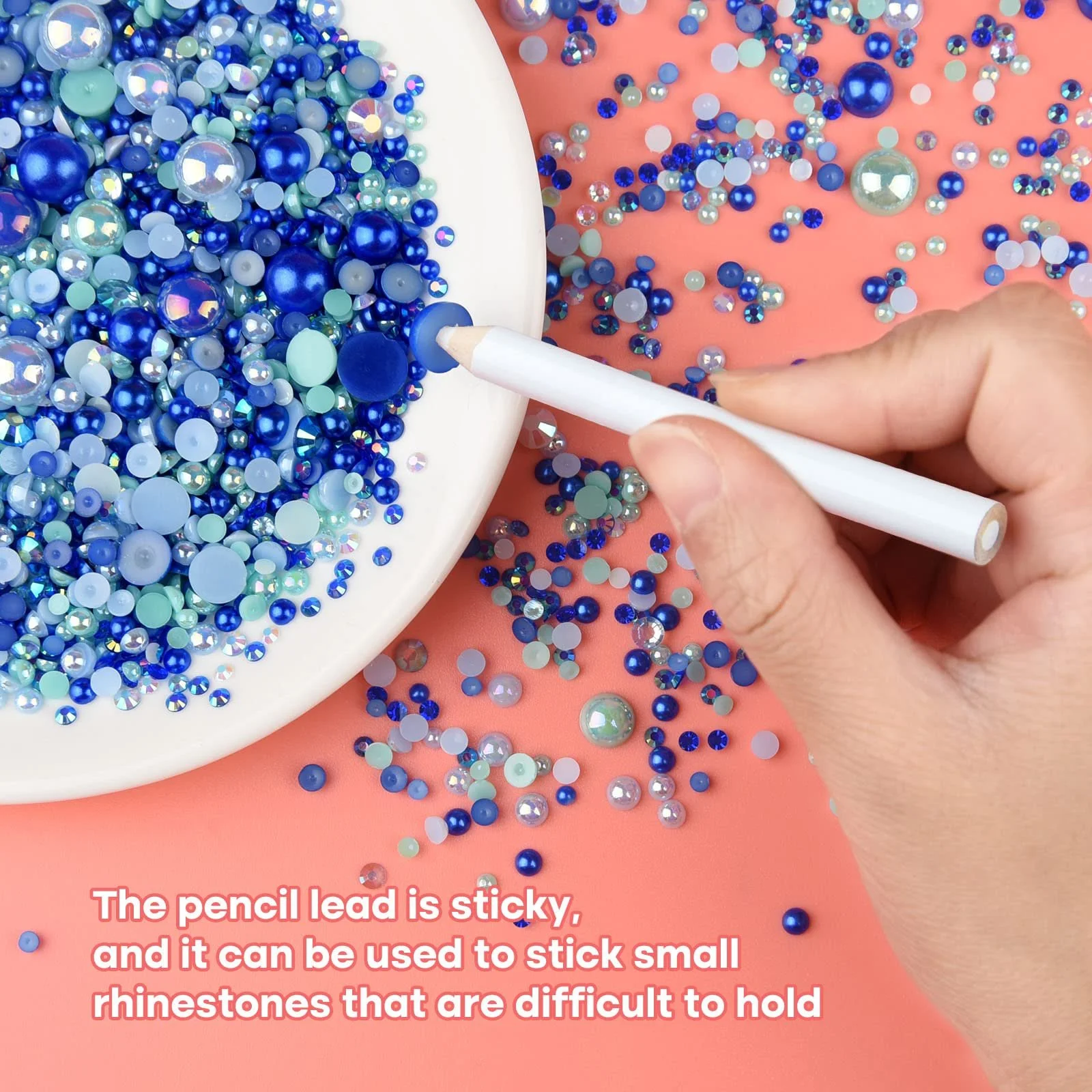 Микс Полубусины и Стразы ASTARON для рукоделия 3 мм 10 мм, Плоская задняя часть, для лица, ногтей, DIY, чашек, искусства, обуви, одежды (Синяя серия), фото №5