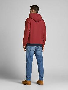 Світшот JJEURBAN BLOCKING SWEAT HOOD NOOS 12190441-Red Dahlia Jack&Jones XL synthetic.ua - Фото 1