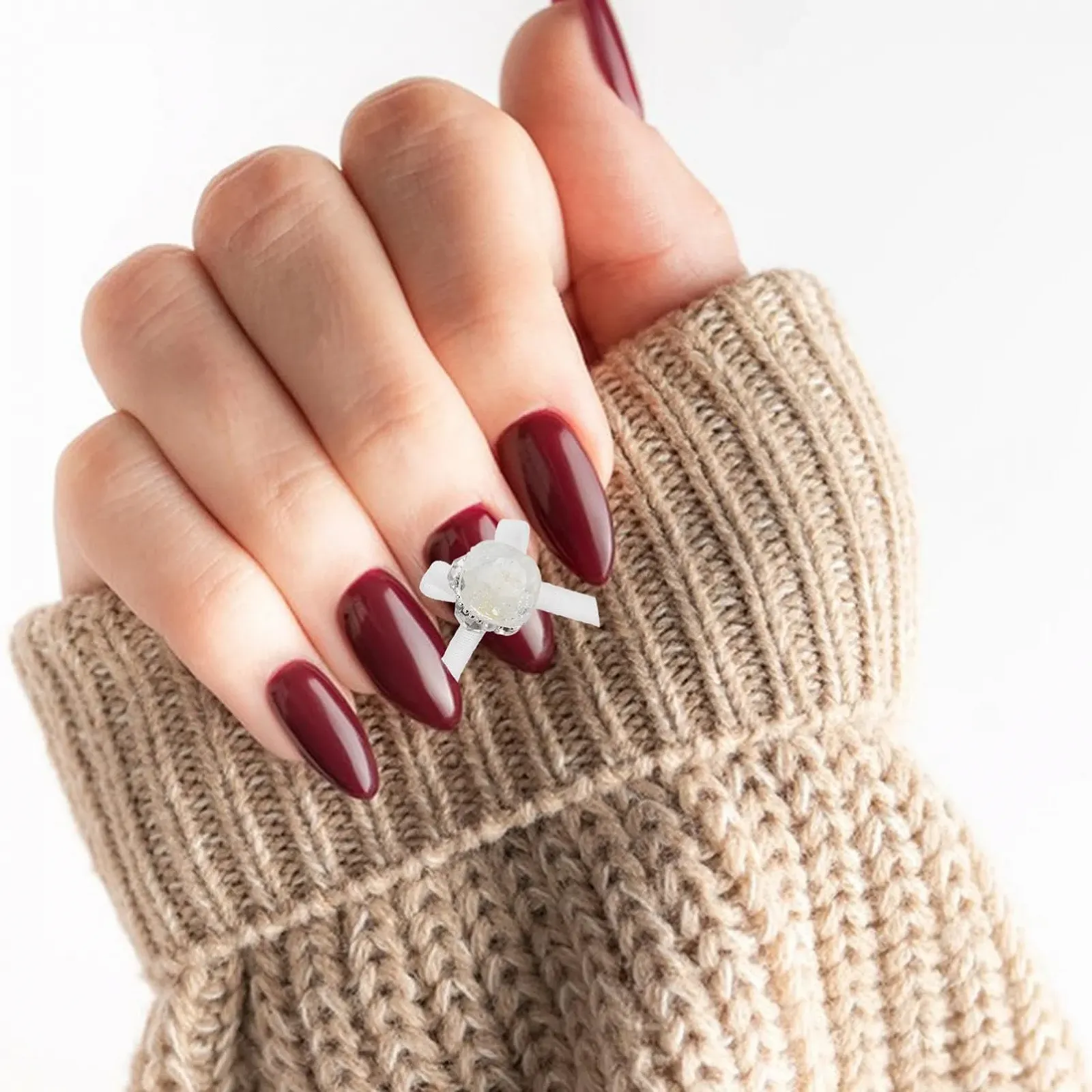 Украшения для ногтей FRCOLOR 8шт Камни и подвески Акриловые стразы для ногтей Мелкий блеск для ногтей с бантом из органзы Милая подвеска для дизайна ногтей, фото №4