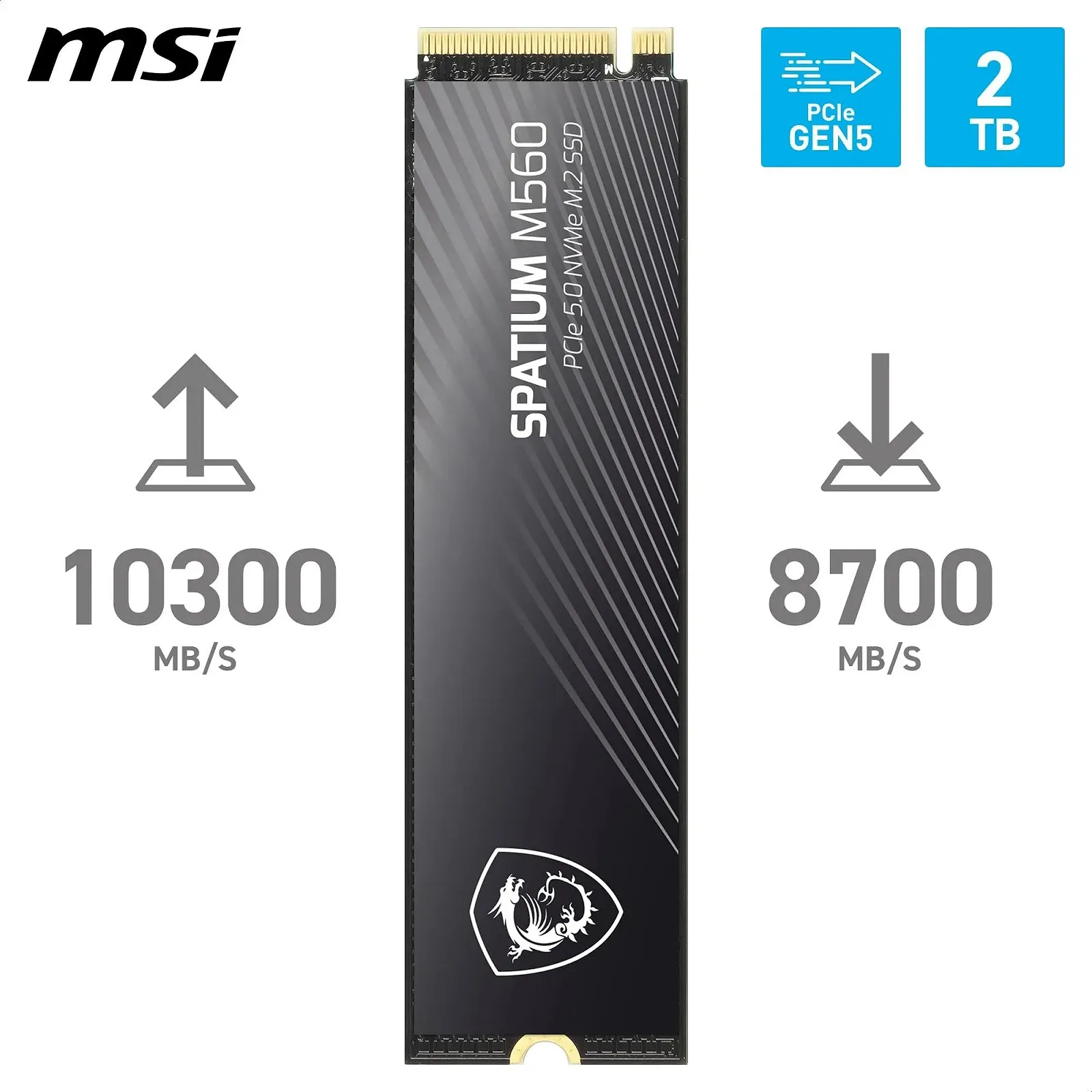 Внутренний SSD MSI SPATIUM M560 2TB PCIe 5.0 NVMe M.2, фото №2
