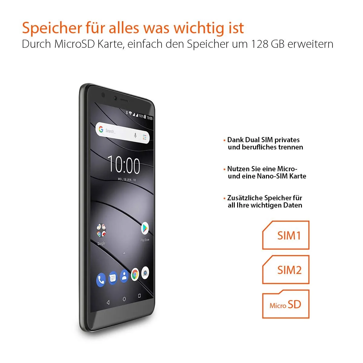 Смартфон Gigaset GS100 5.5" HD+ 1GB 8GB 3000mAh Graphite Gray, фото №3 Смартфон Gigaset GS100 5.5" HD+ 1GB 8GB 3000mAh Graphite Gray, фото №3