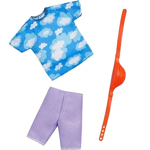 Фешн пак Barbie Ken HBV41 Футболка із хмарним принтом + Шорти + Бананка, блакитний synthetic.ua - Фото 1