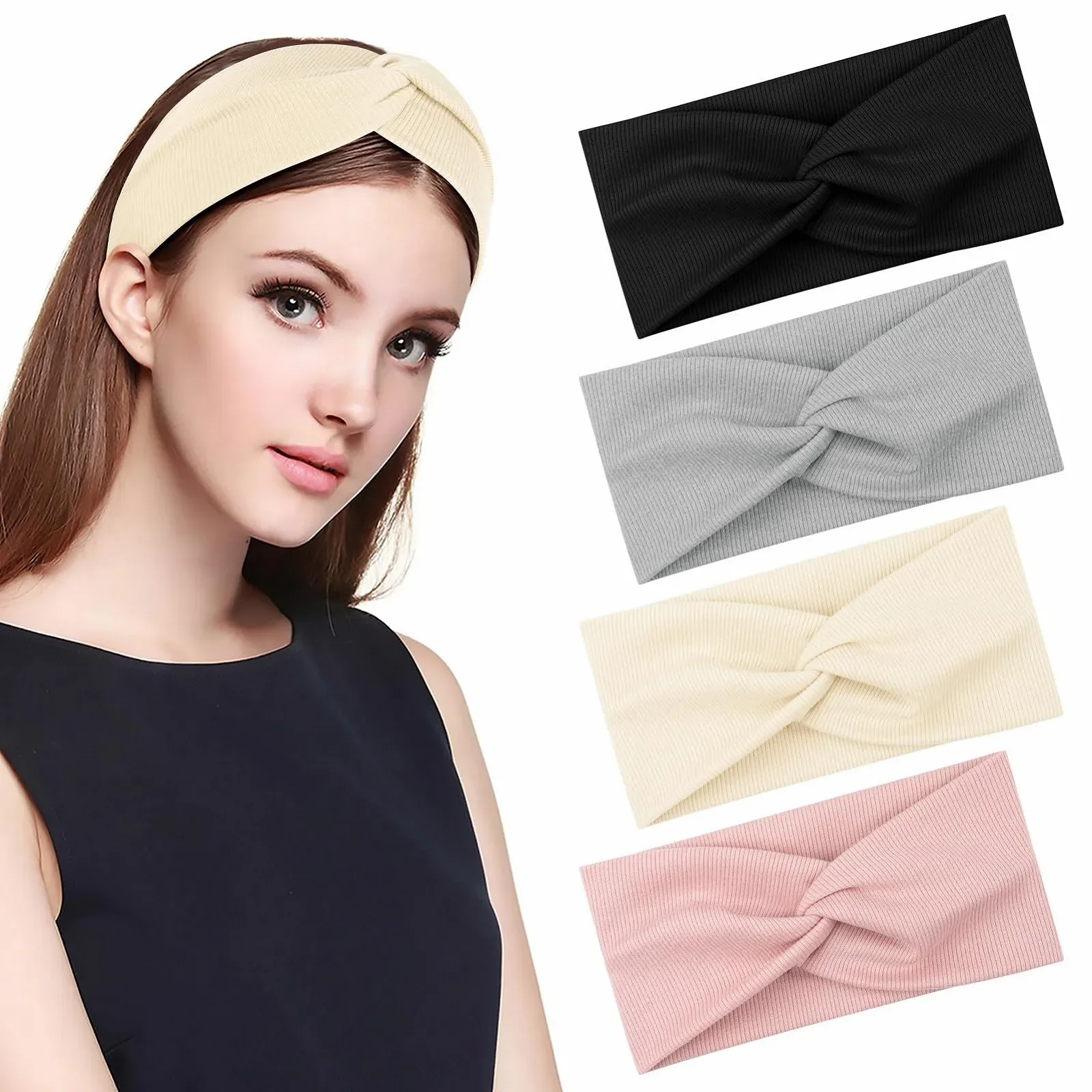 Еластичні пов'язки на голову MELLIEX для жінок з бантом, бавовняні, тонкі, для спорту, йоги, бігу та фітнесу, 4 шт, фото №1 Еластичні пов'язки на голову MELLIEX для жінок з бантом, бавовняні, тонкі, для спорту, йоги, бігу та фітнесу, 4 шт, фото №1