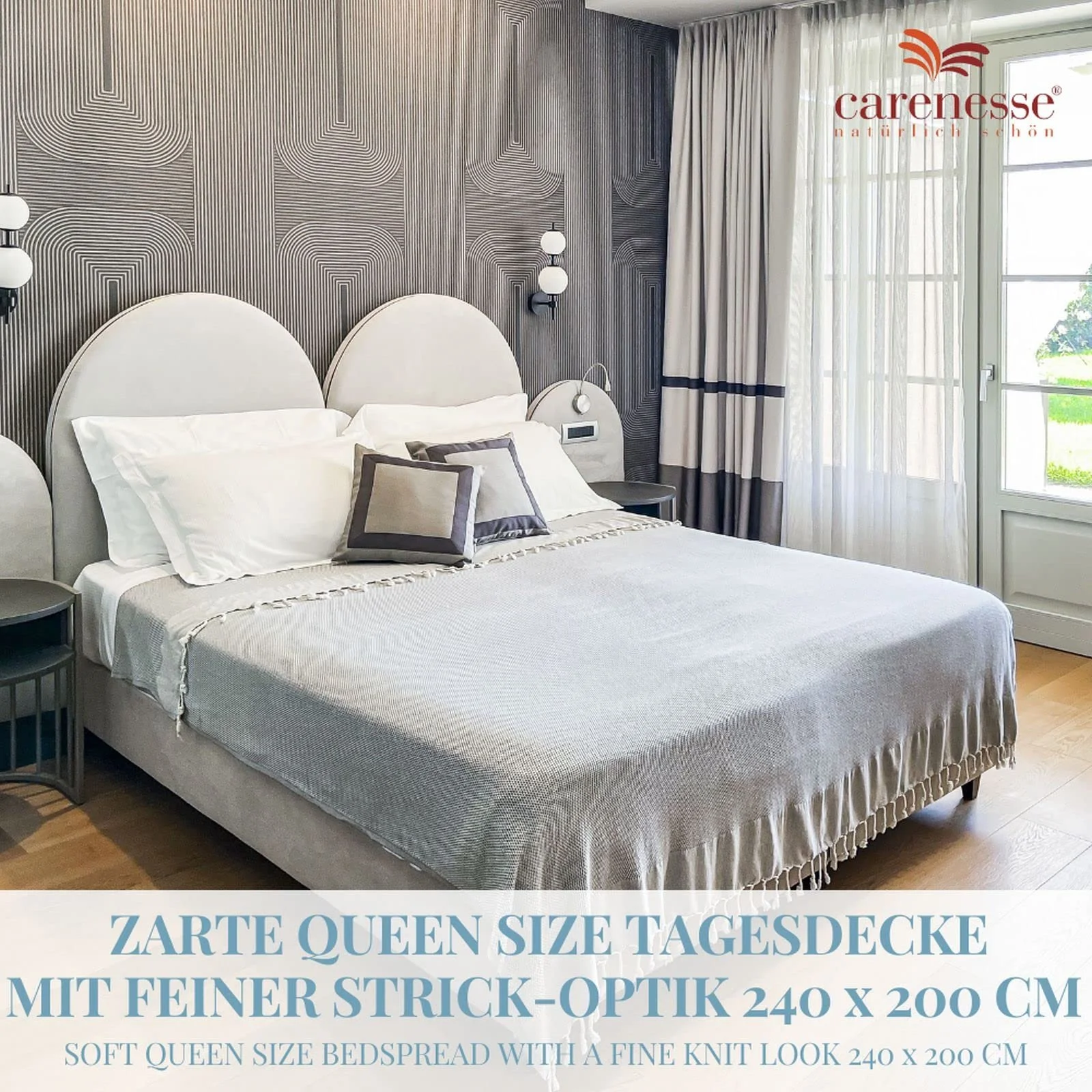 Покрывало Тип Carenesse Favo Queen 240 x 200 см Серо-голубой, фото №2