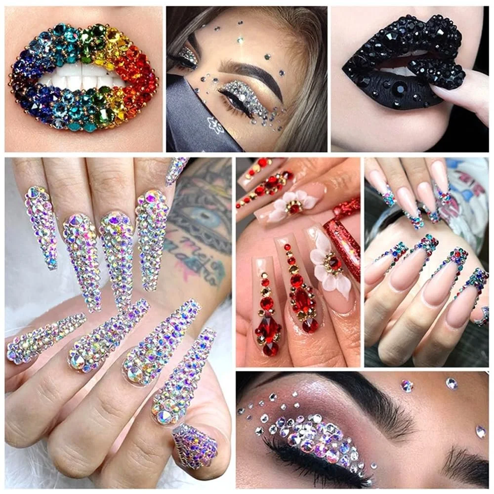 Стразы для ногтей 4800 шт. Набор страз разных размеров для ногтей с пинцетом и инструментом для подбора страз для дизайна ногтей, одежды, DIY поделок, фото №3 Стразы для ногтей 4800 шт. Набор страз разных размеров для ногтей с пинцетом и инструментом для подбора страз для дизайна ногтей, одежды, DIY поделок, фото №3