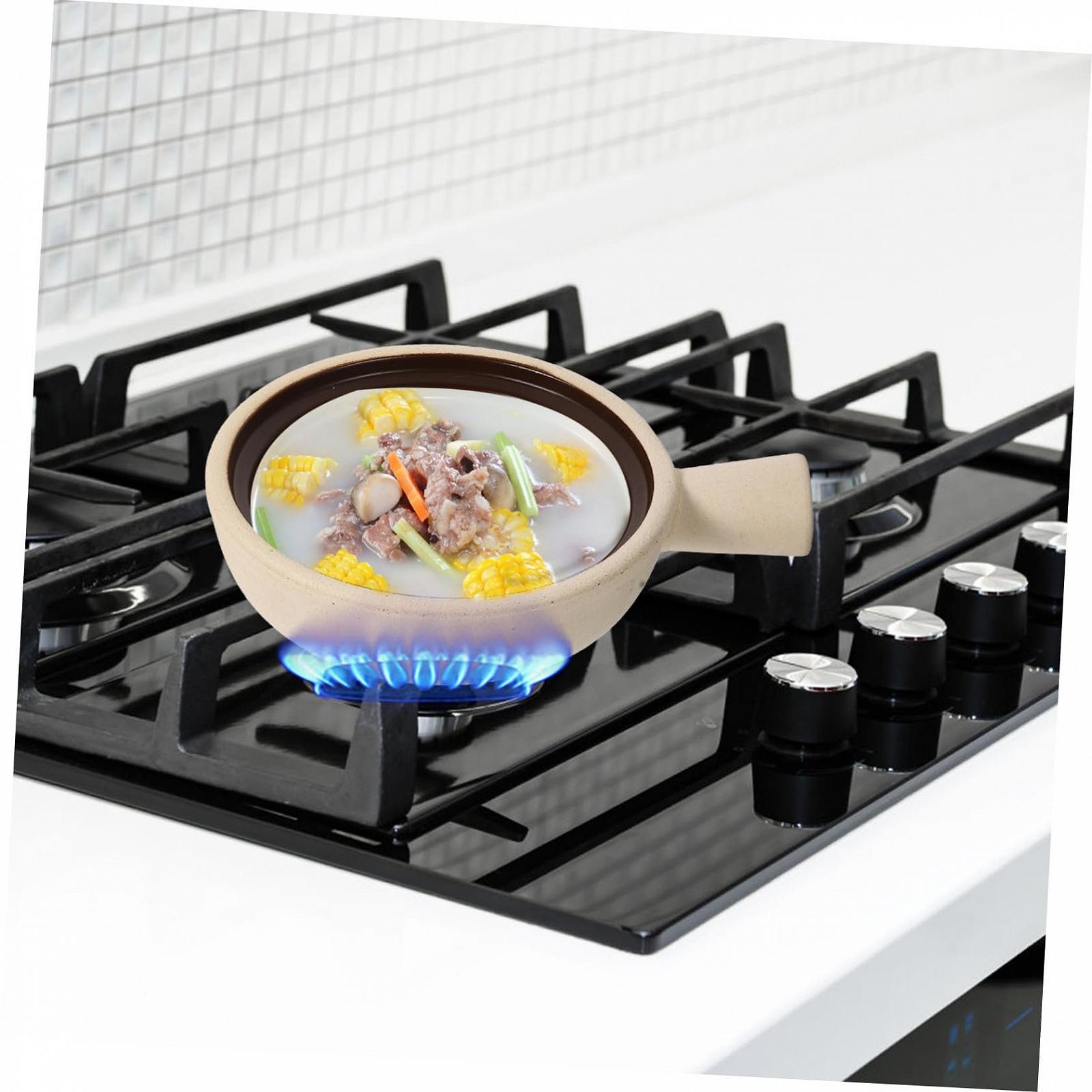 Ківш керамічний TOYANDONA з грубої кераміки з однією ручкою та кришкою, фото №4