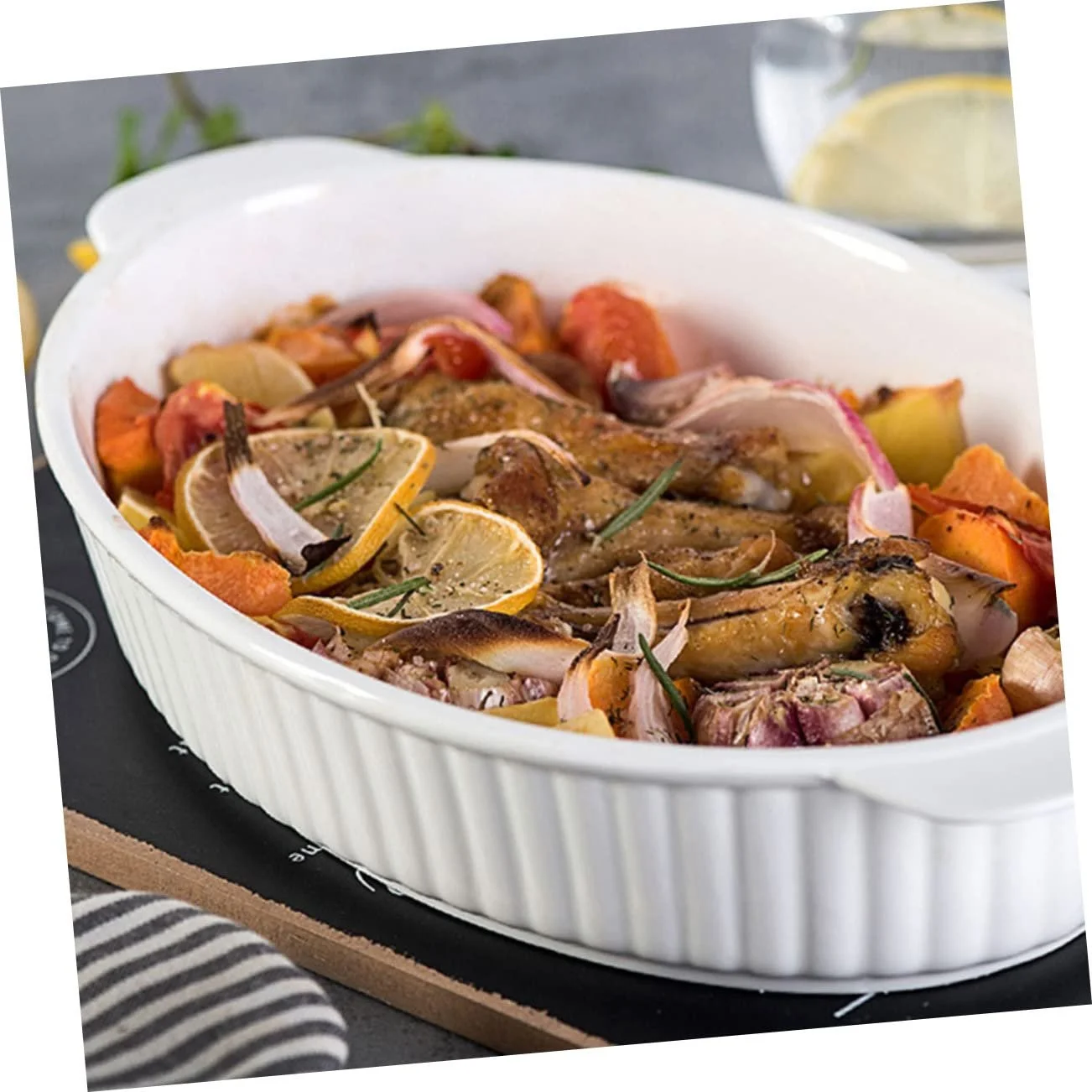 Форма для запікання GALPADA овальна керамічна з подвійними ручками head head, фото №4