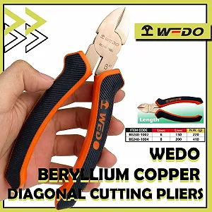 Боковые кусачки WEDO Non-sparkling, прецизионная резка, профессиональные кусачки для кабеля, бериллиевая медь, длина 200 мм, универсальные плоскогубцы для резки, зачистки, обжима кабеля, немагнитные, BAM/FM synthetic.ua - Фото 1