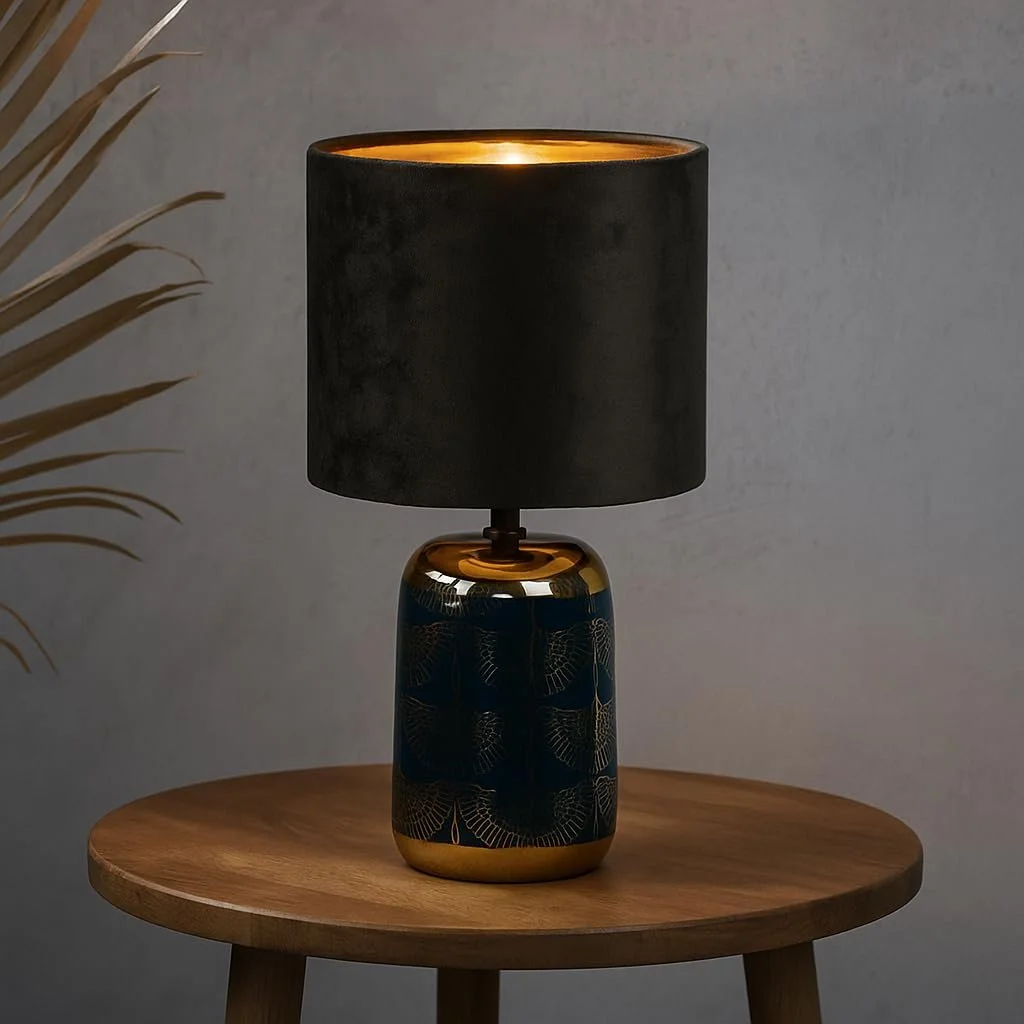 Настільна лампа Luxus Rome H 33 x Діаметр 18 E14 Кераміка Синій, фото №7