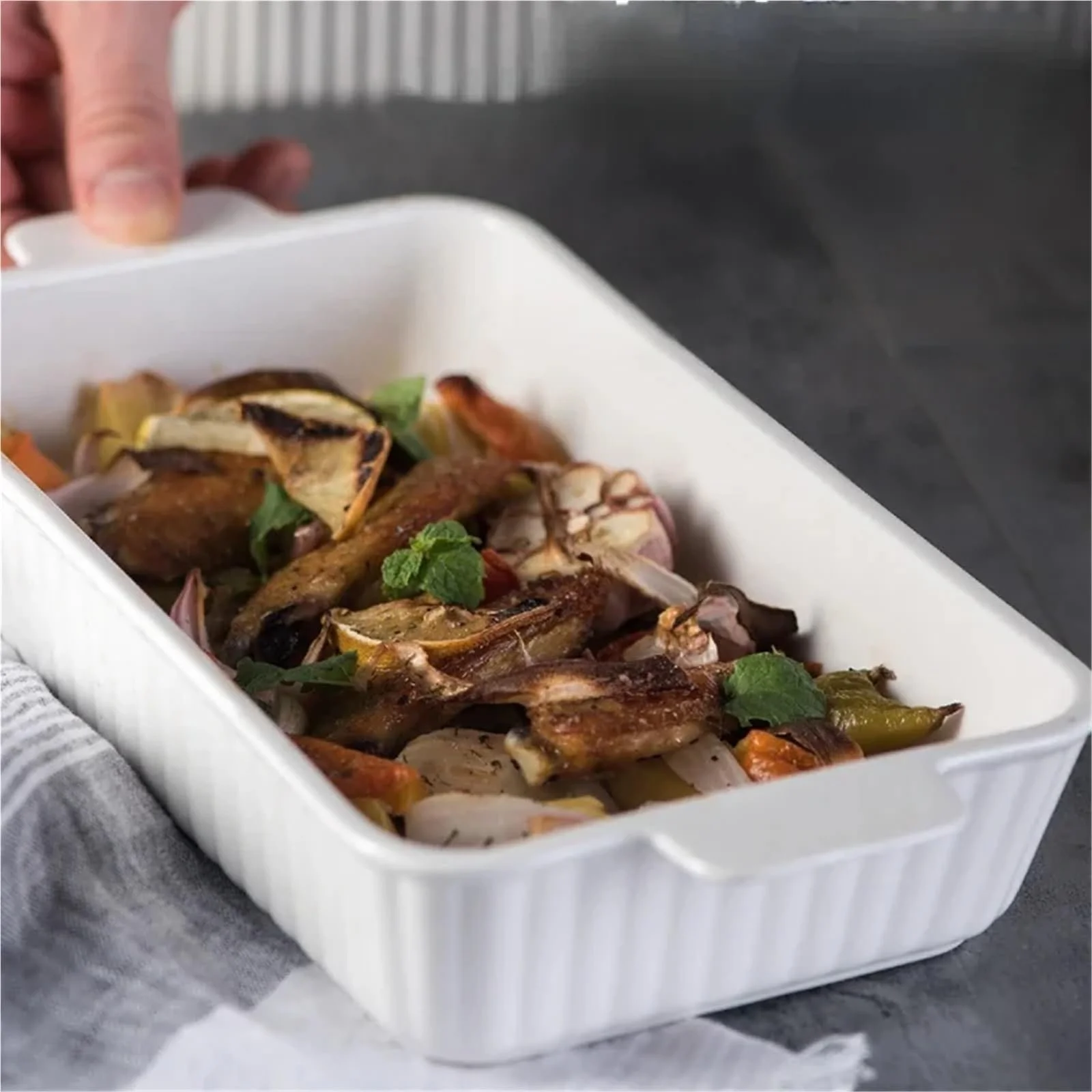 Форма для запікання керамічна L Глибока Штабельована порцелянова термостійка для духовки, фото №6