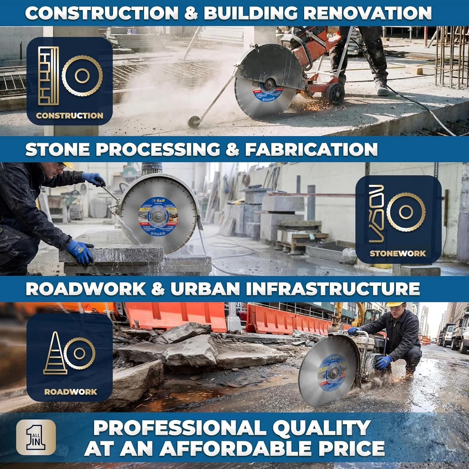 Алмазний відрізний диск S&R / 450 x 25,4 мм / Срібний, фото №7