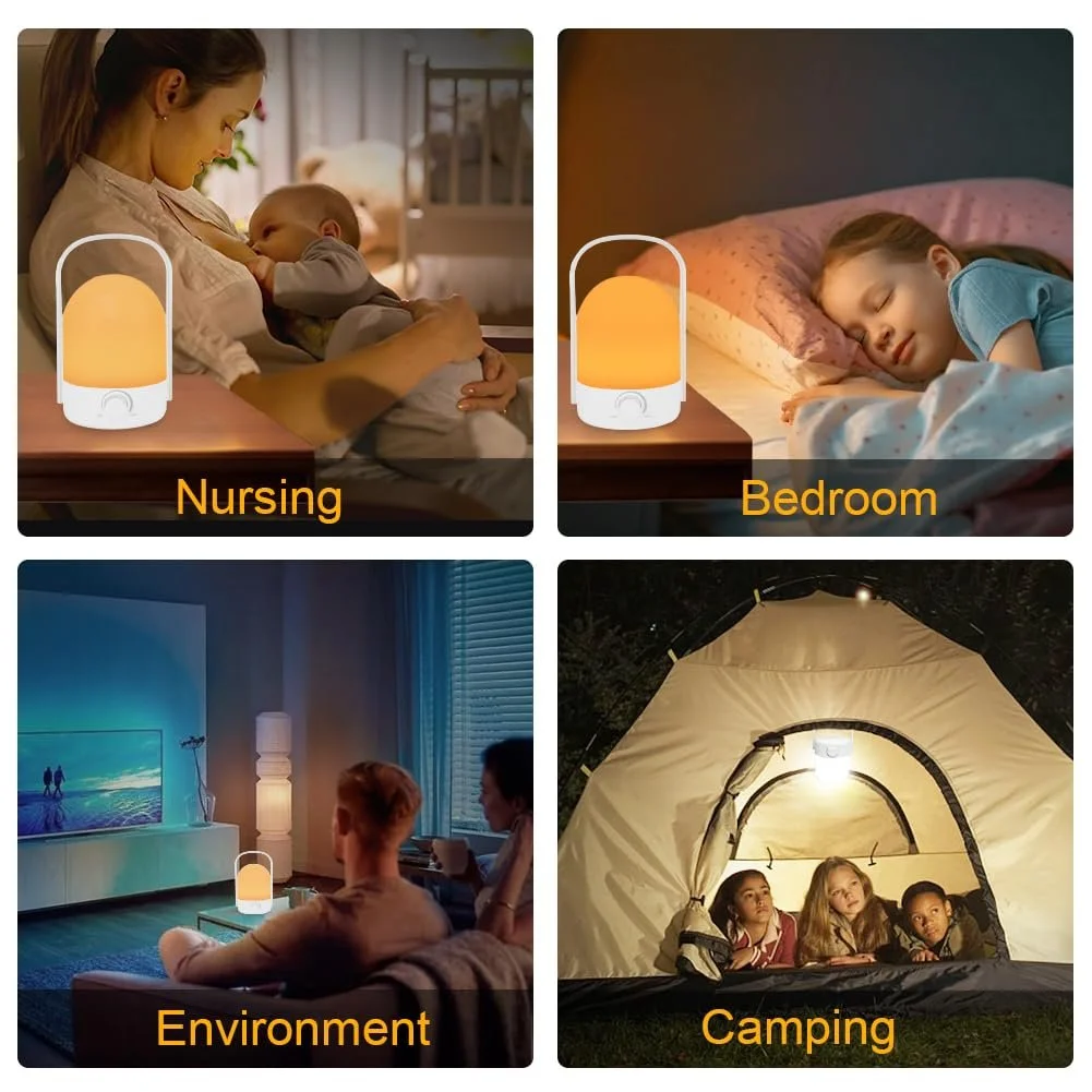 Настільна лампа HOTUT LED бездротова ліхтар з ручкою 360° 2 кольори димер акумуляторна портативна нічник, фото №8