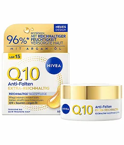 Денний крем для обличчя NIVEA Q10 Anti-Wrinkle зміцнюючий з аргановою олією та скваланом SPF 15 (50 мл) - Фото 1