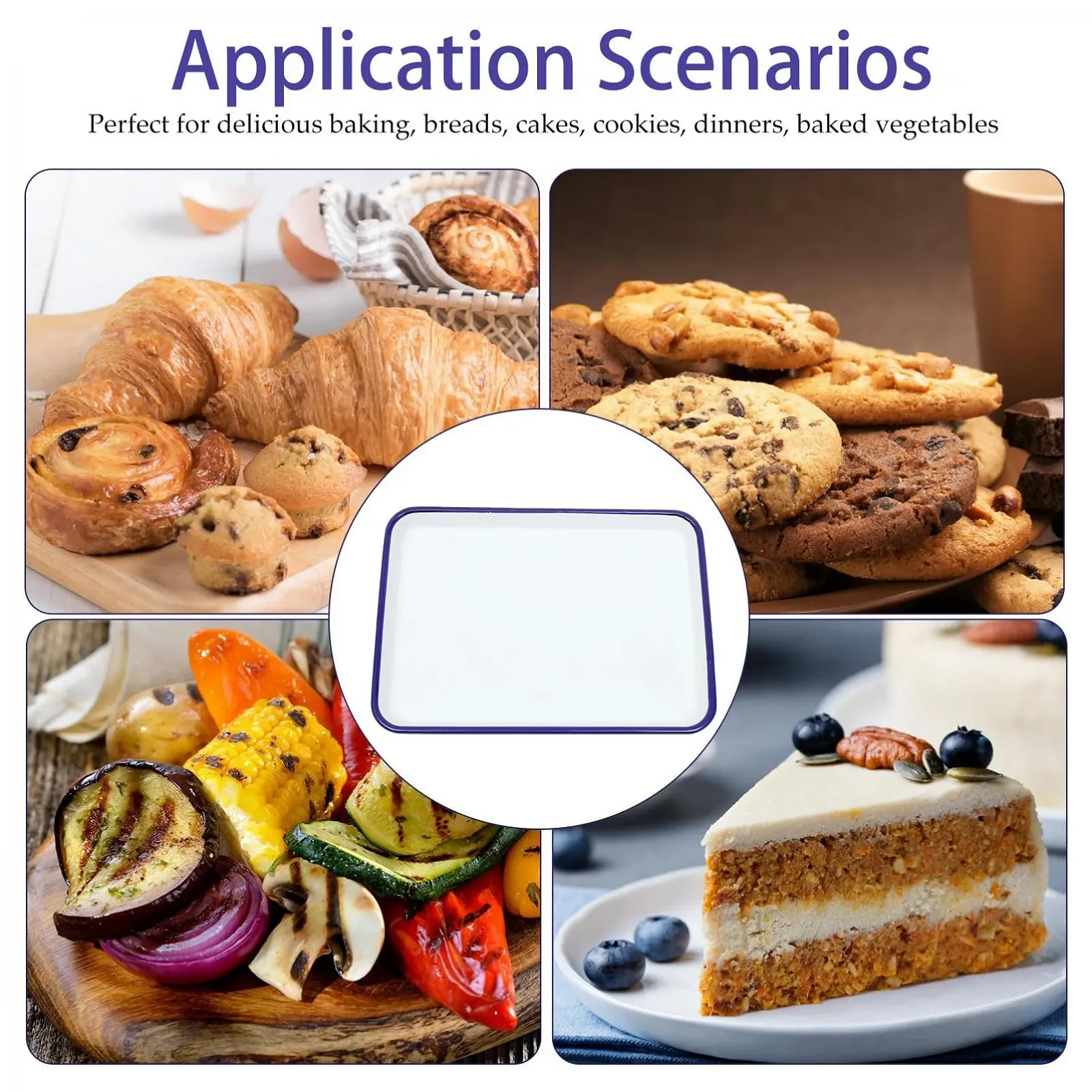 Форма для запекания Toyvian эмалированная прямоугольная термостойкая антипригарная белая, фото №3