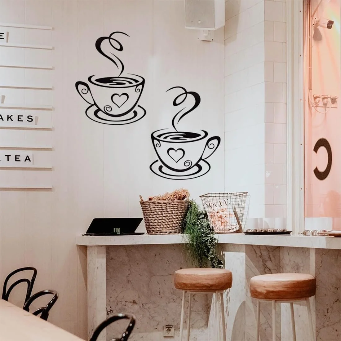 Наклейки на стіну Coffee Time Cups для кухні 2 набори, фото №3