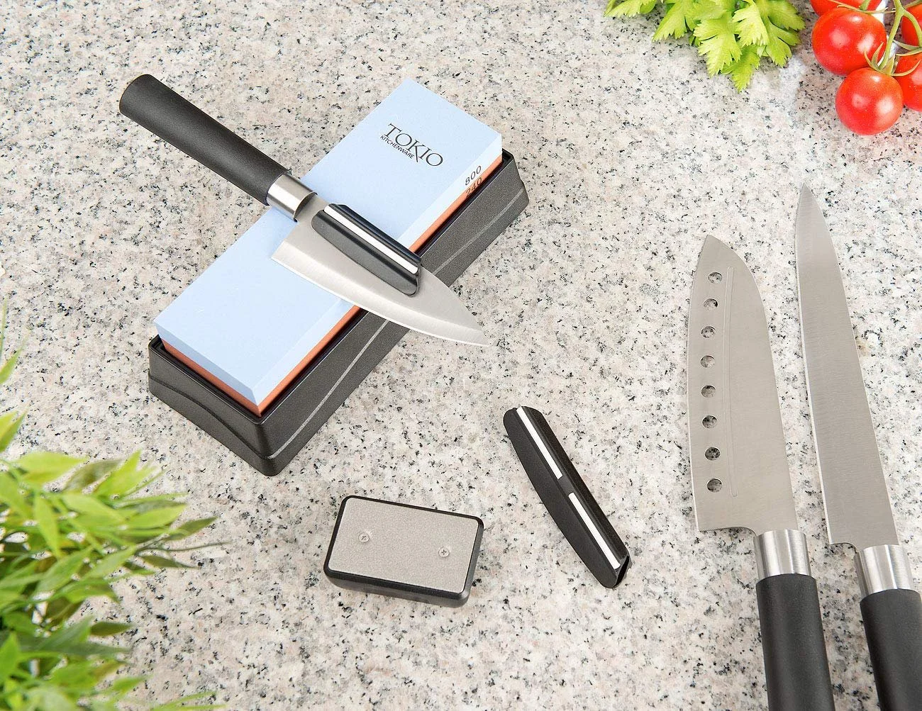 Набор водных точильных камней Rosenstein & Söhne из 4 предметов с держателем и направляющими угла, фото №6