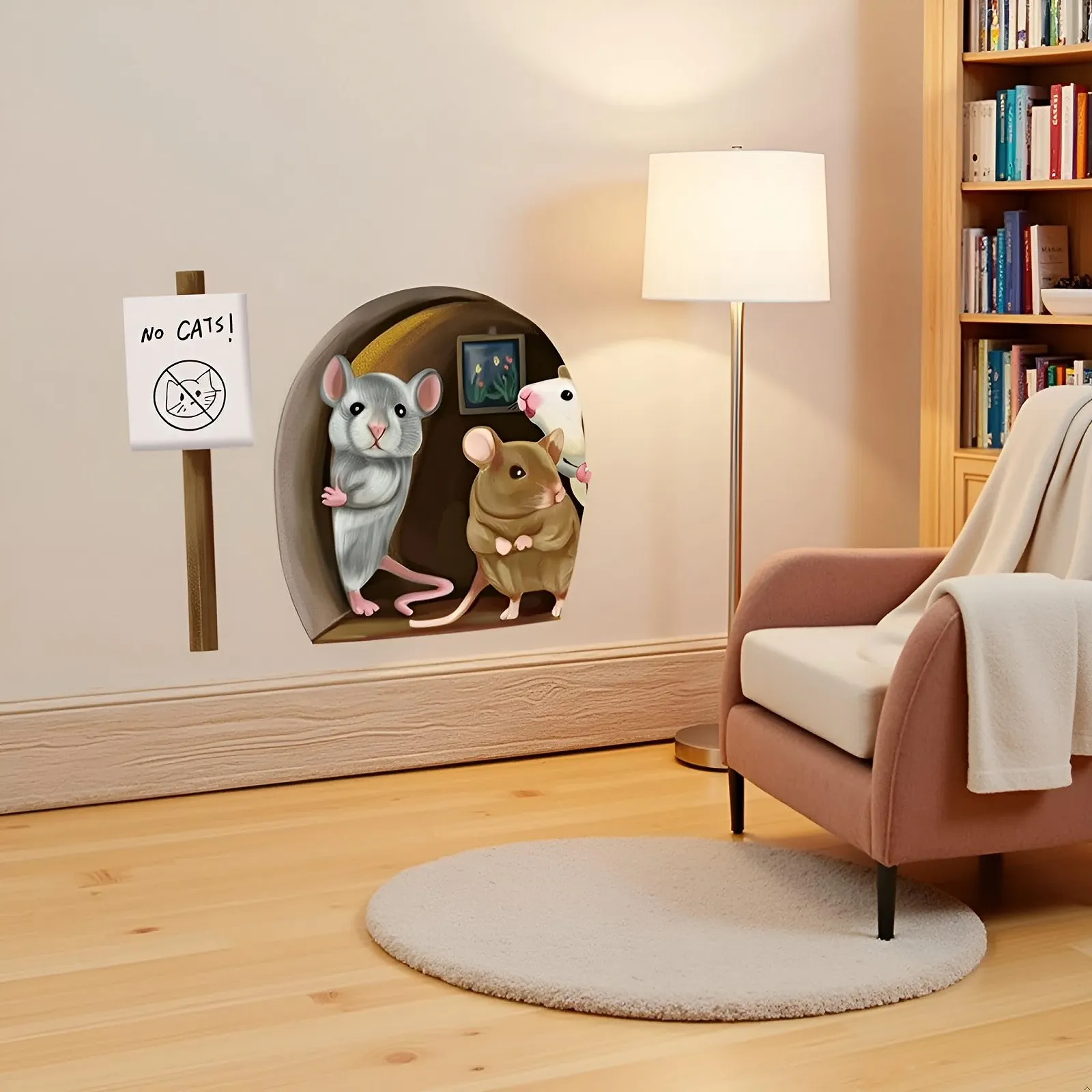 Наклейка на стіну Mouse Hole Skirting Board водонепроникна, фото №3