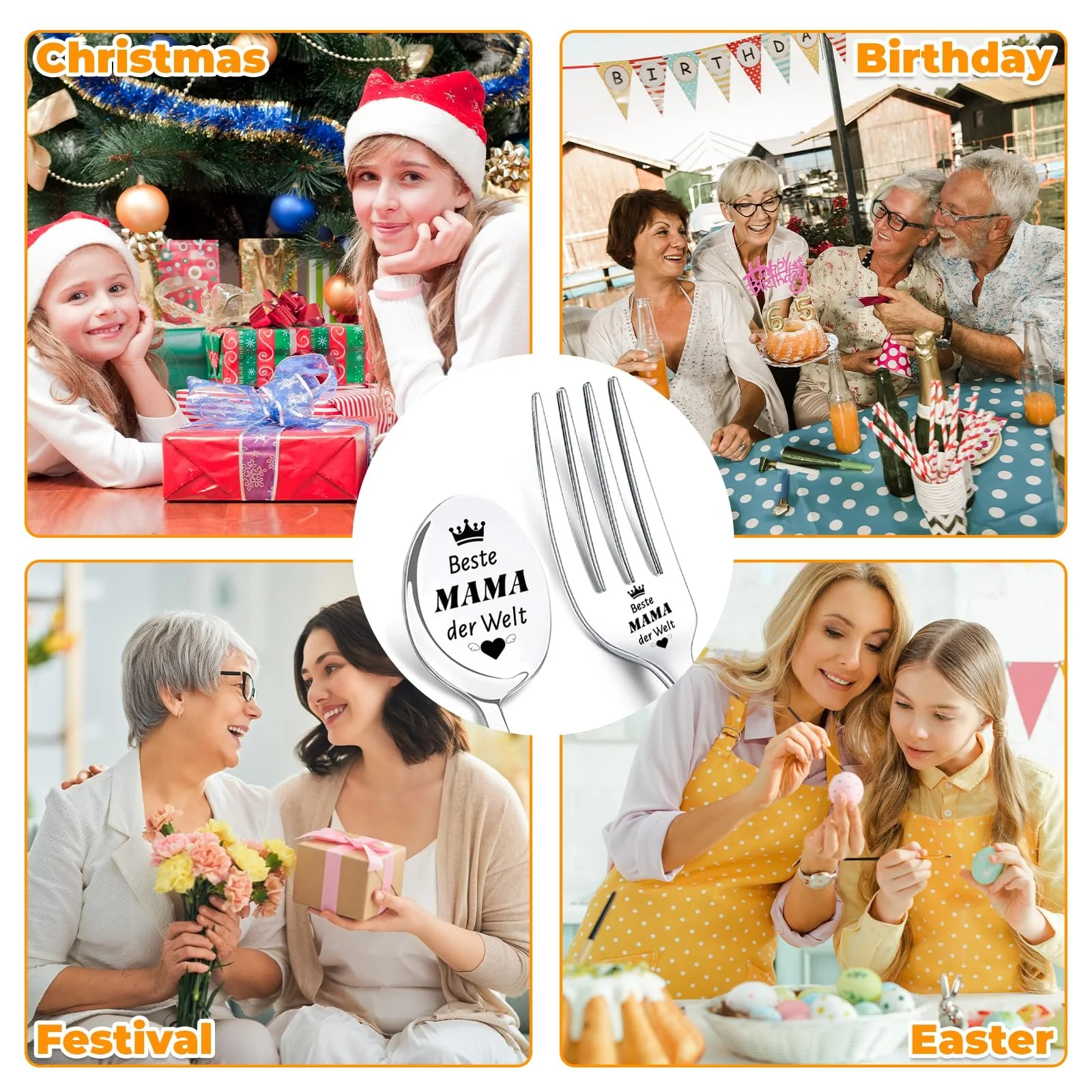 Ложка Кавова з гравіюванням Найкраща Мама у Світі, нержавіюча сталь, набір 2 шт., фото №6