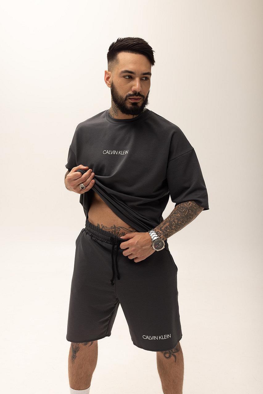 Костюм мужской летний графит Calvin Klein Стильный оверсайз на лето Базовый комплект для мужчины, фото №8