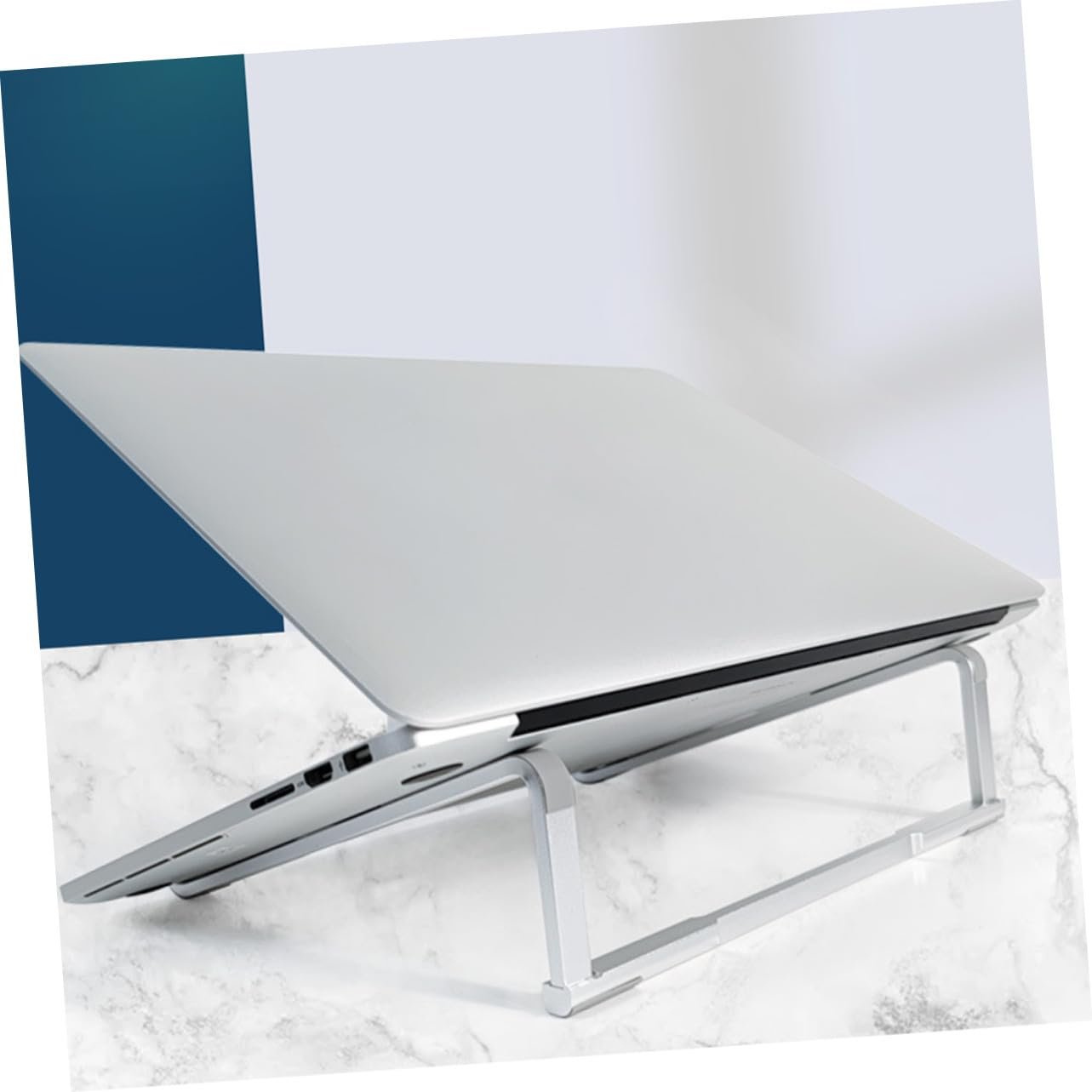 Підставка для ноутбука Operitacx складана металева портативна з регулюванням висоти для столу та подорожей покращена циркуляція повітря, фото №3