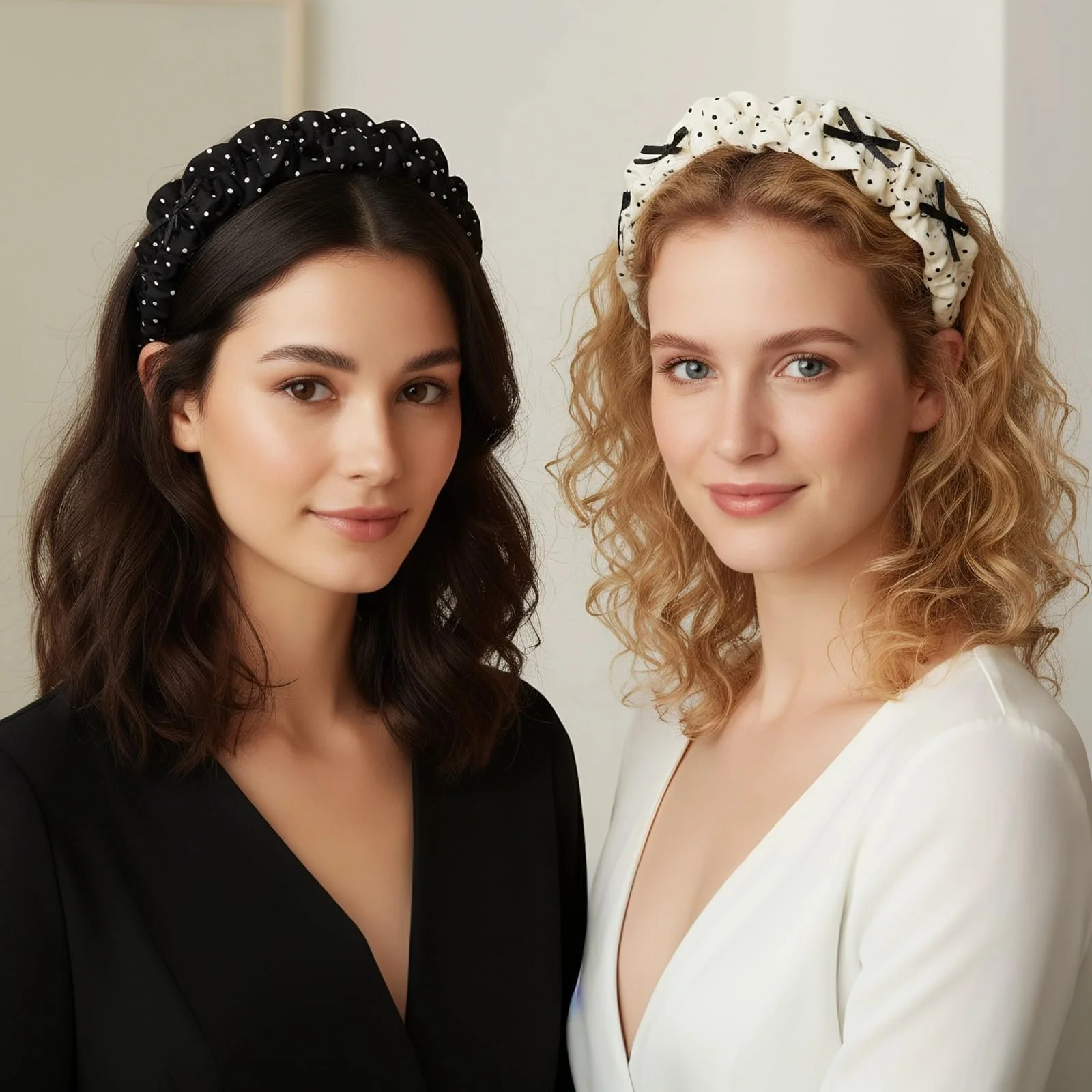 Обруч на голову в горошок, 2 шт, в горошок, фото №6