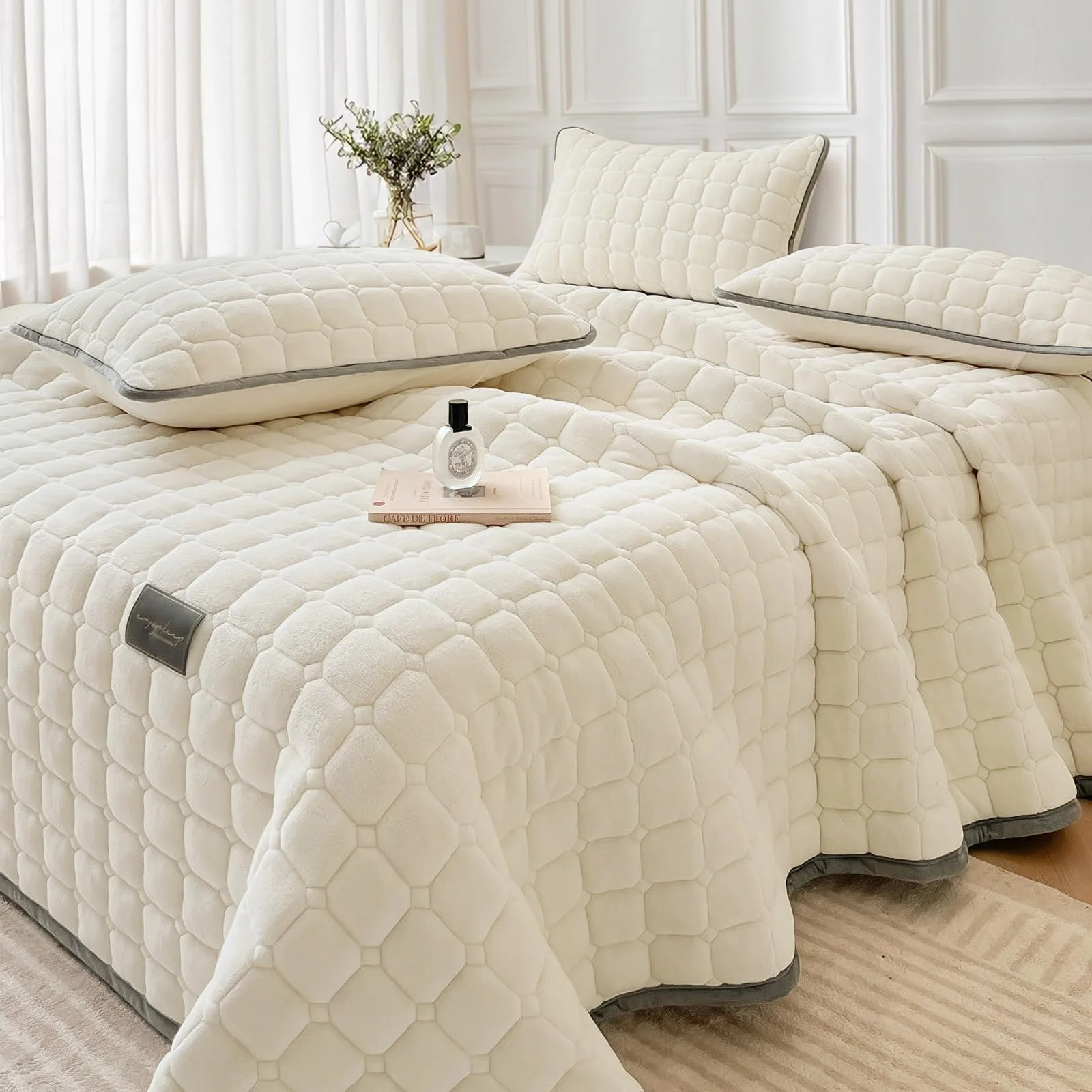 Покрывало OKYUK Velvet Роскошный комплект постельного белья 230 x 250 см Бежевый, фото №5