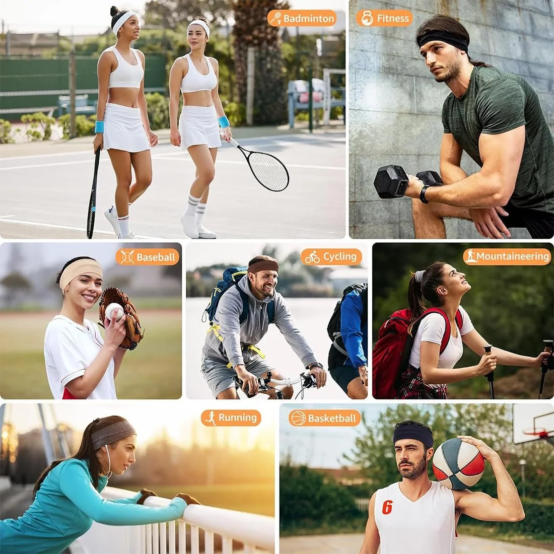 Пов'язка на голову для йоги Еластична Спортивна для бігу та занять у спортзалі (Однотонний колір) 3 шт, фото №6