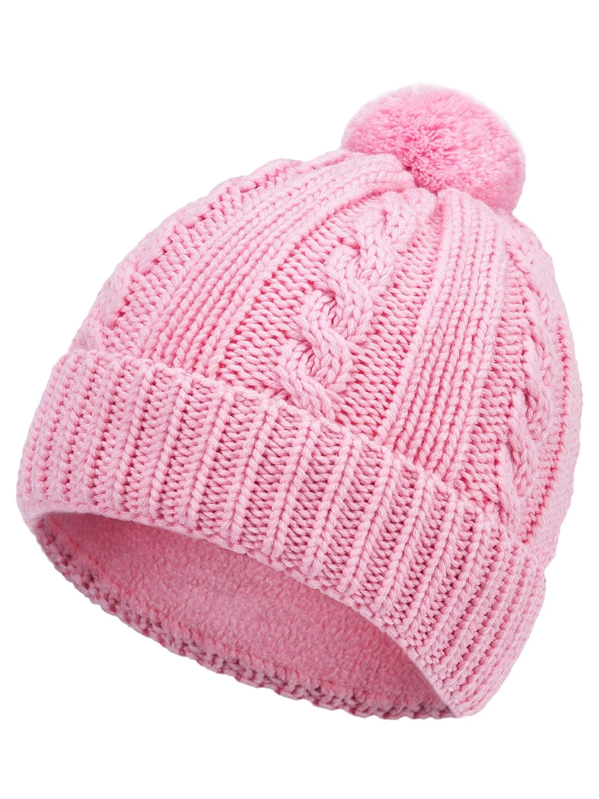 Зимняя шапка Marhatter для девочек с помпоном, шерстяная, на флисовой подкладке, фото №1