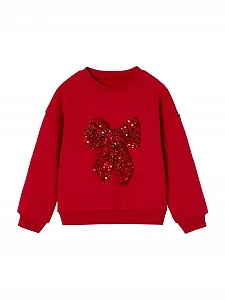 VERTBAUDET Толстовка для девочки Рождественский бант с пайетками - Фото 1