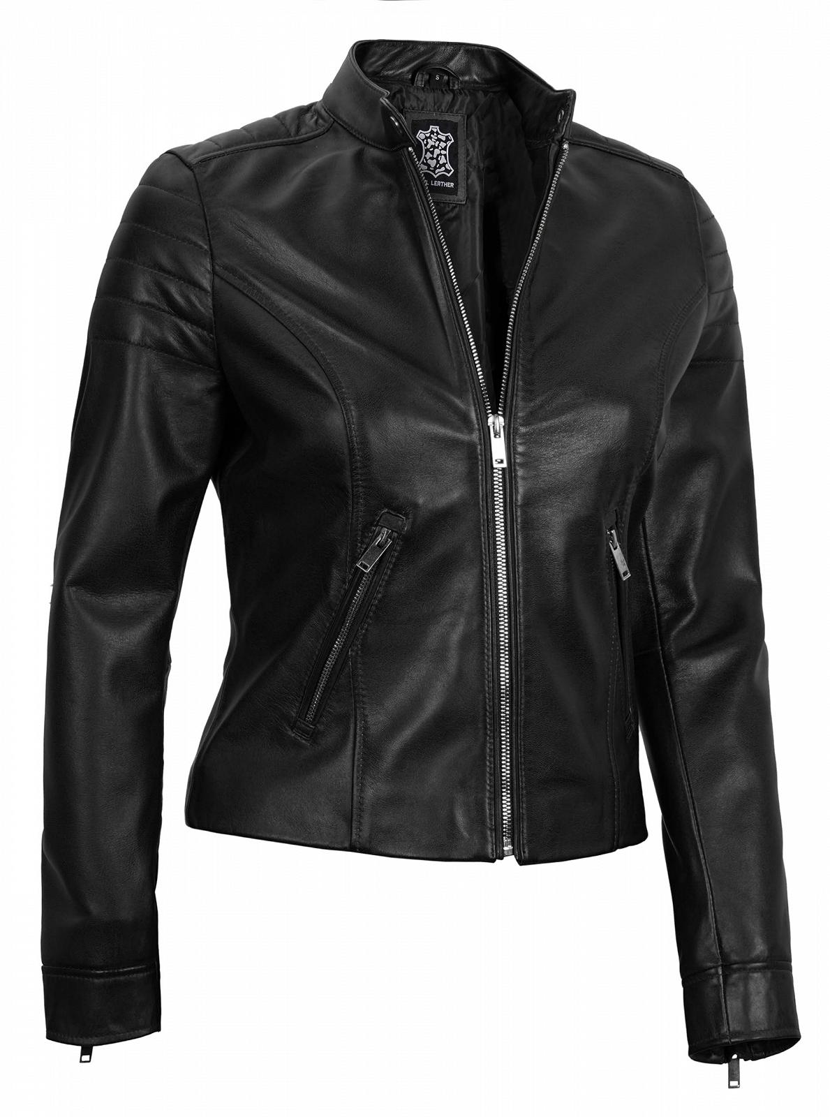 Шкіряна куртка fjackets Довга жіноча мотоциклетна куртка та пальто з натуральної овечої шкіри, фото №5