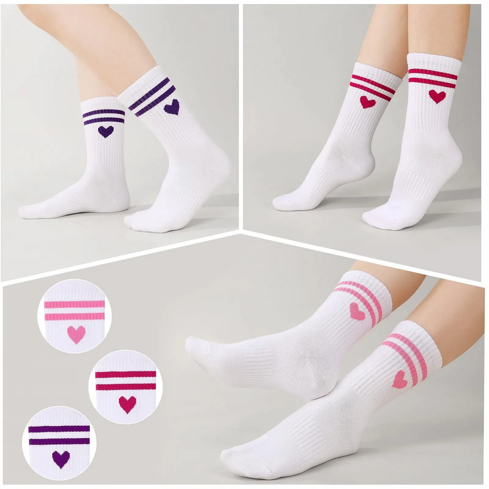 Шкарпетки тенісні з сердечками для жінок, спортивні, розмір 39-42, фото №4