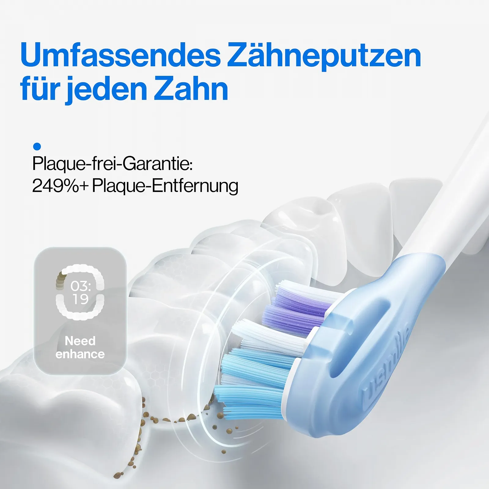 Электрическая звуковая зубная щетка usmile Y10 PRO дисплей датчик давления 4 режима 180 дней работы 2 насадки, фото №5