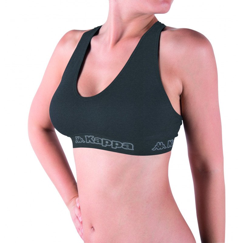 Топ спорт Kappa Reggiseno Sporty Elastico Logato антрацит S/M, фото №1
