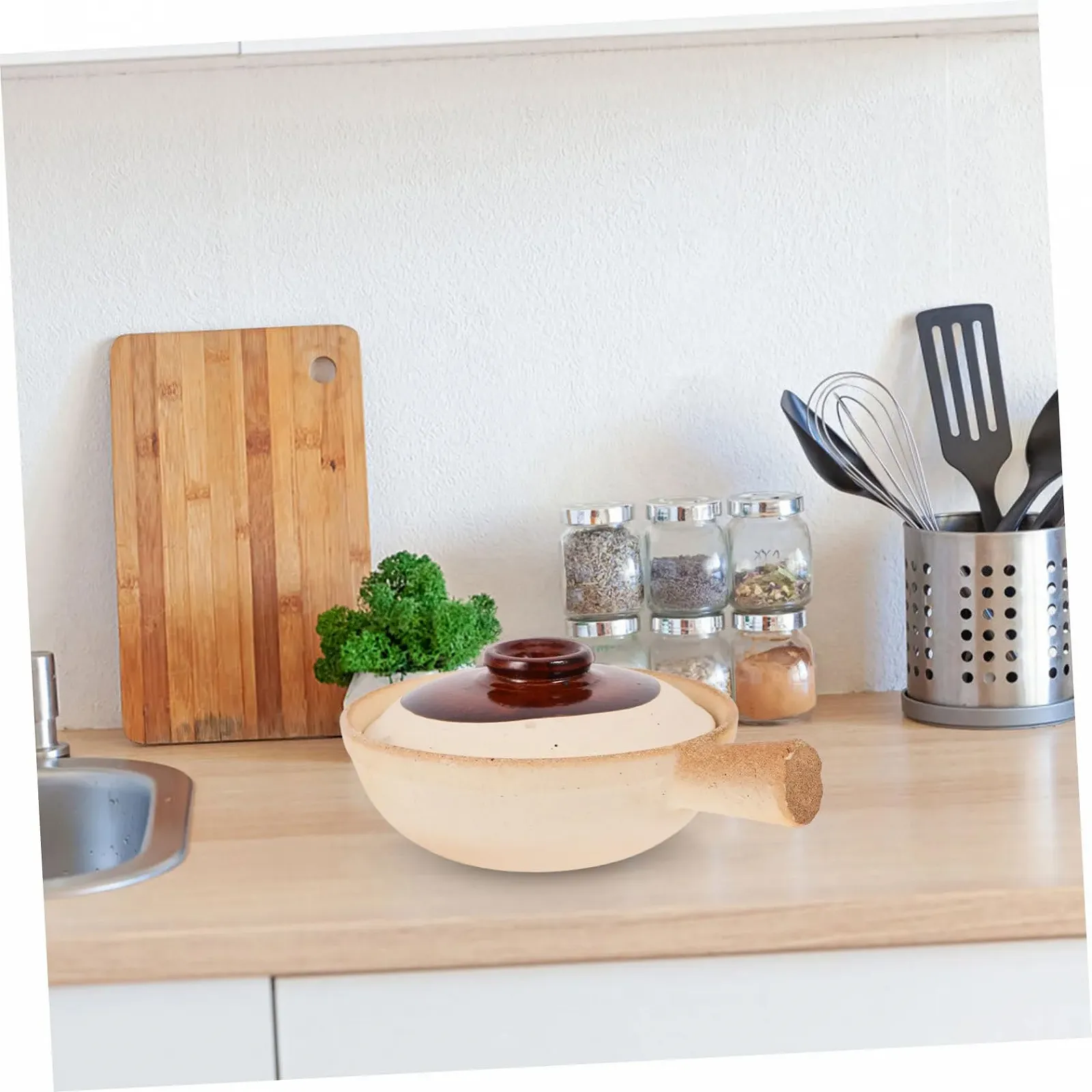 Супниця з кришкою керамічний теракотовий для рису та супу компактна, фото №9