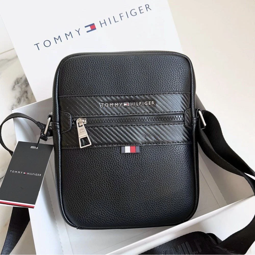 Чоловіча сумка через плече чорна Tommy Hilfiger в подарунковій упаковці, фото №1
