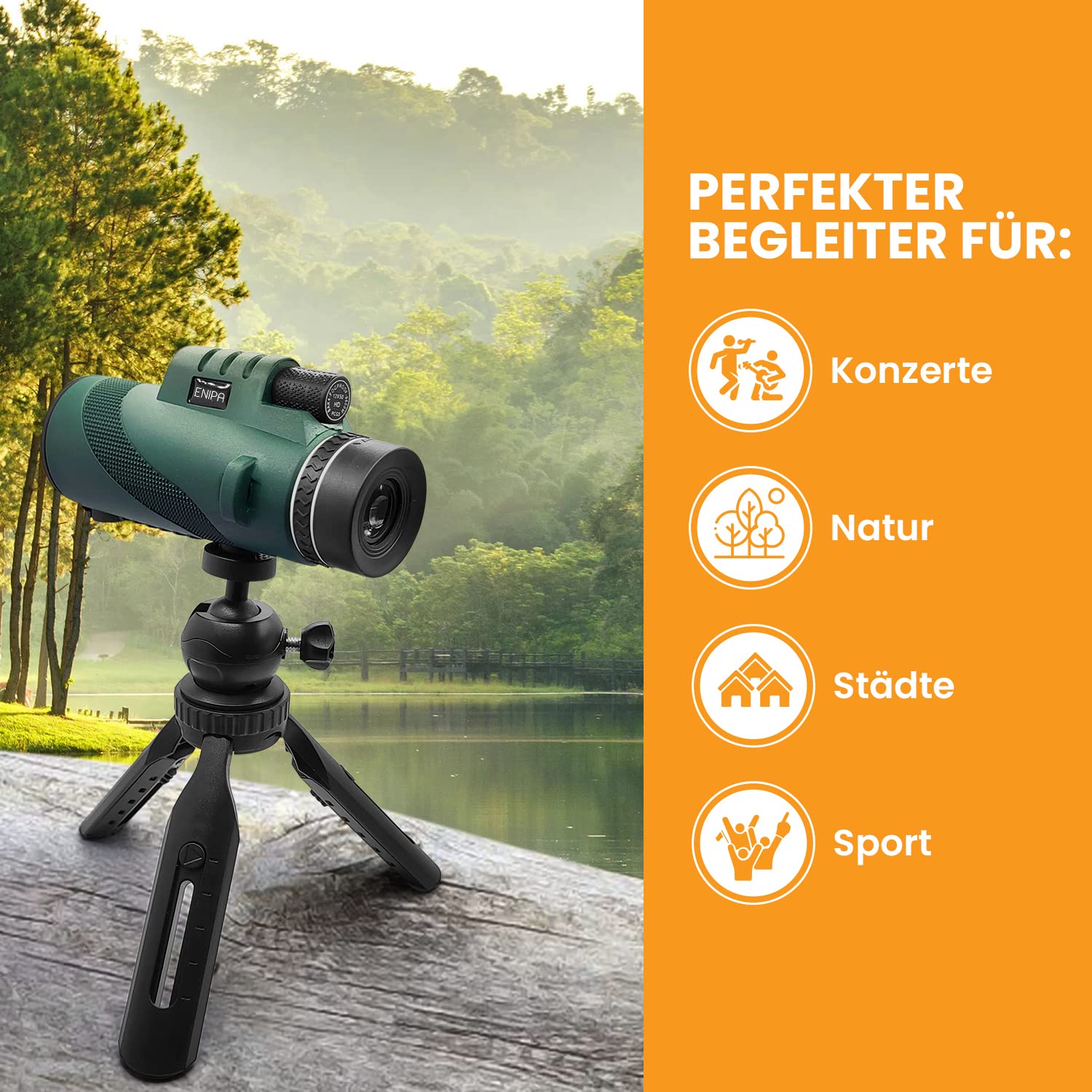 Телескоп Monocular 12x50 HD с держателем для смартфона черный, фото №6