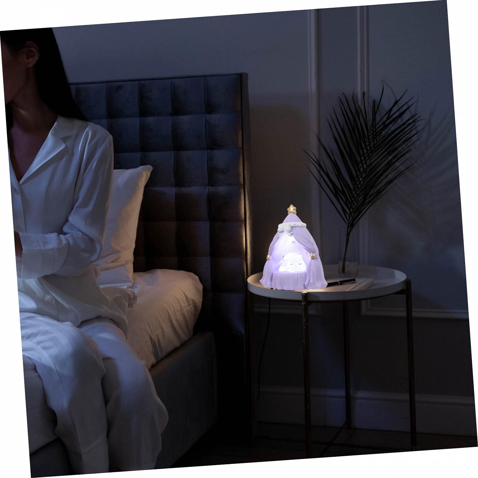 Світильник Warmhm 3 x Котячий Нічник Декор для Дитячої Кімнати Дівчат Настільна Лампа у Формі Кота Дитячі Нічники для Спальні Кауаї Дитяча Лампа для Дитячої Кімнати Тварина Пурпуровий Кристал, фото №5