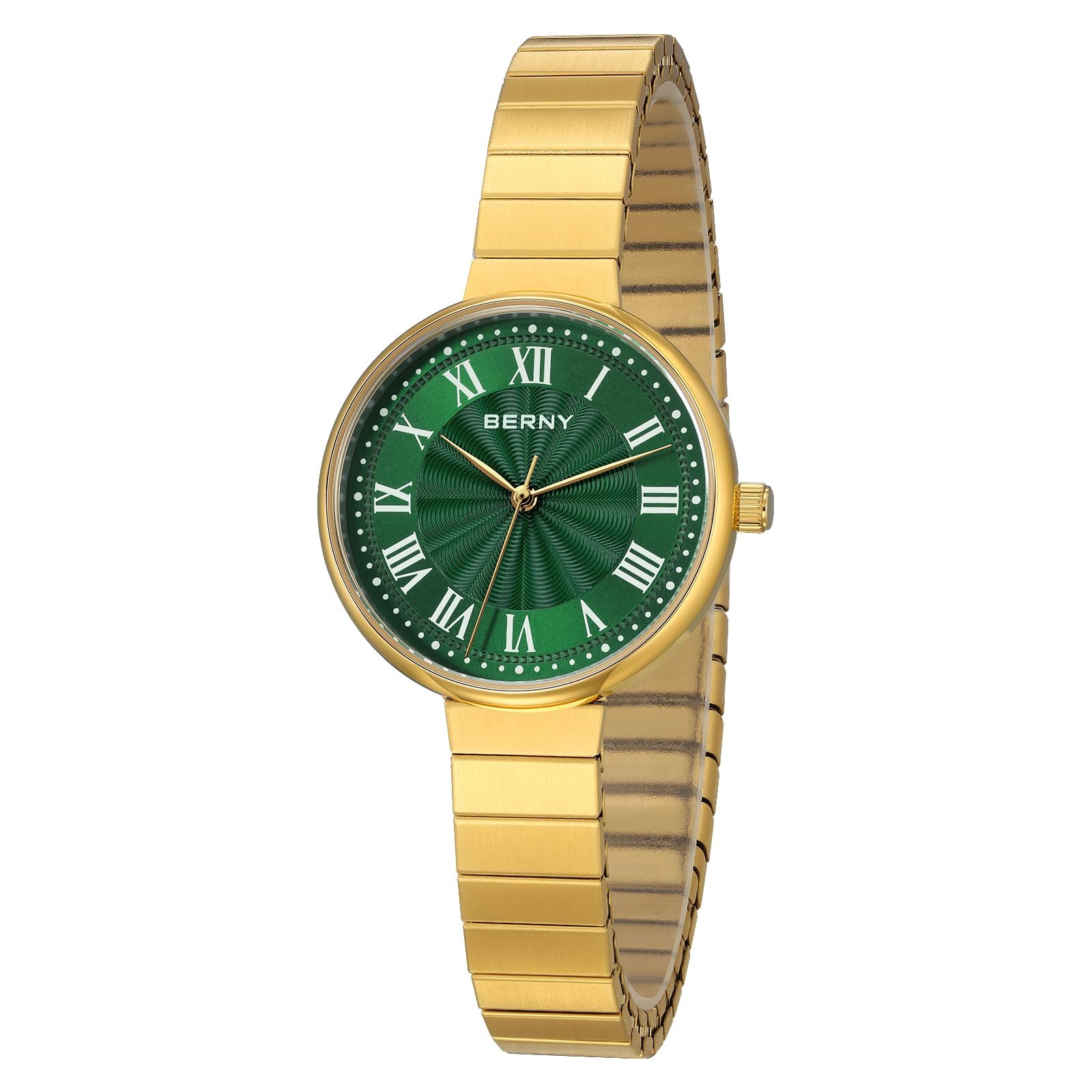 Женские наручные часы BERNY Золотые Винтажные часы для женщин Аналоговые кварцевые часы с полностью нержавеющим расширяющимся браслетом 3ATM Водонепроницаемые с римскими цифрами, фото №1 Женские наручные часы BERNY Золотые Винтажные часы для женщин Аналоговые кварцевые часы с полностью нержавеющим расширяющимся браслетом 3ATM Водонепроницаемые с римскими цифрами, фото №1