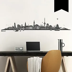 Наклейка на стіну Wandkings Skyline Kiel 120 x 24 см Чорна - Фото 1