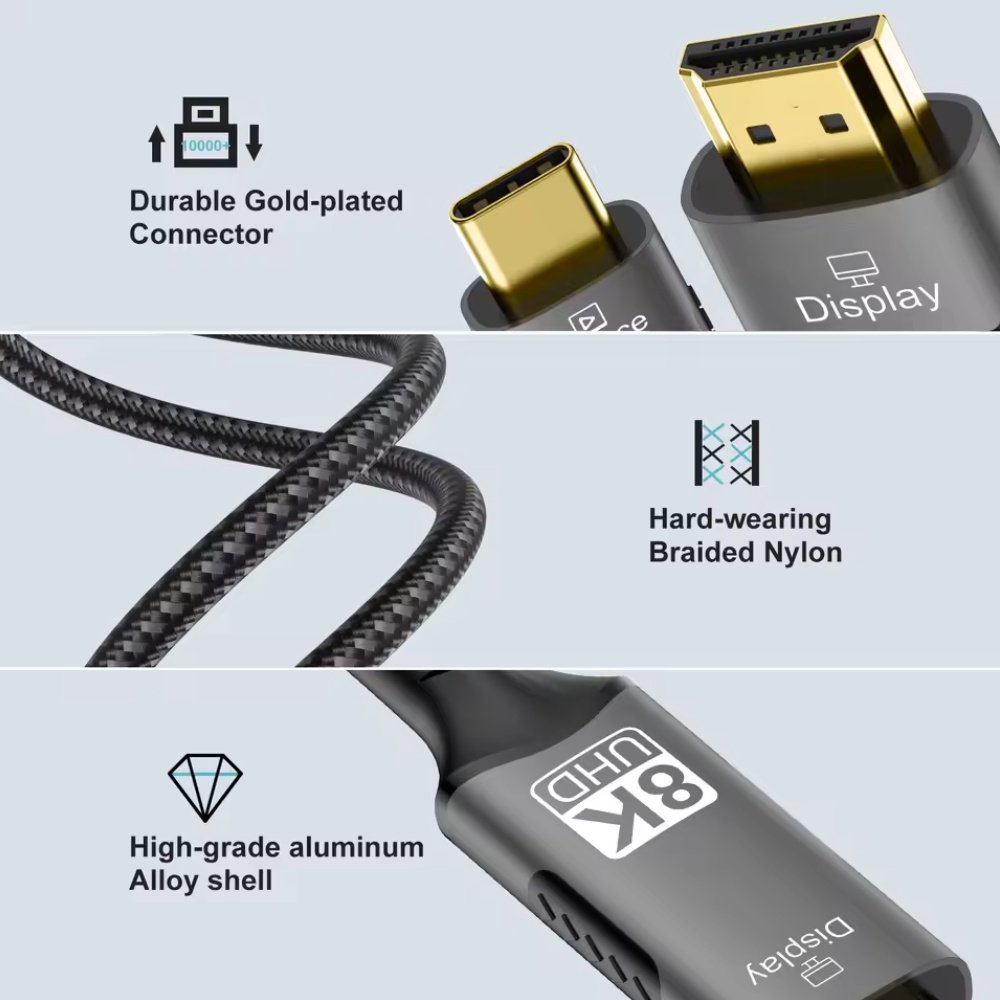 Кабель FDBRO перехідник USB-C to HDMI v2.1 8K 3m, фото №3