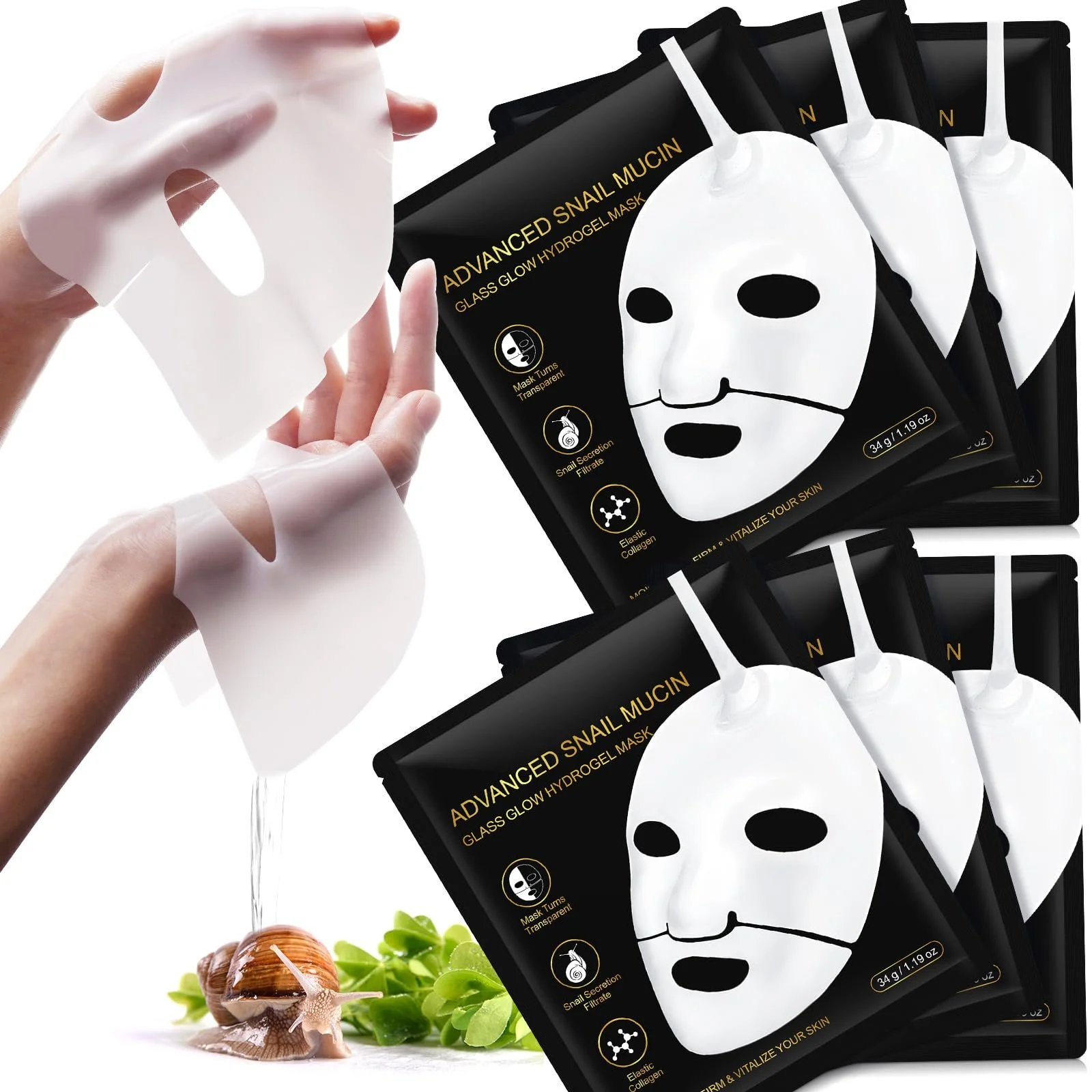 Листкова Маска з Муцином Равлика, 6 шт. Гідрогелева, фото №1