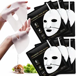 Листовая Маска с Муцином Улитки, 6 шт. Гидрогелевая Коллагеновая Маска для Лица, Увлажнение, Повышение Коллагена для Эластина, Маски для Сухой Кожи - Фото 1